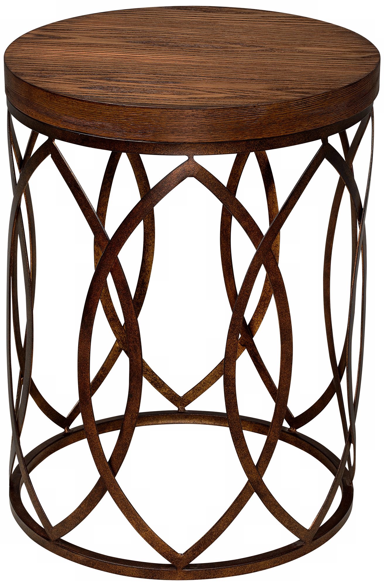 Beekman Round Wood and Metal Accent Table