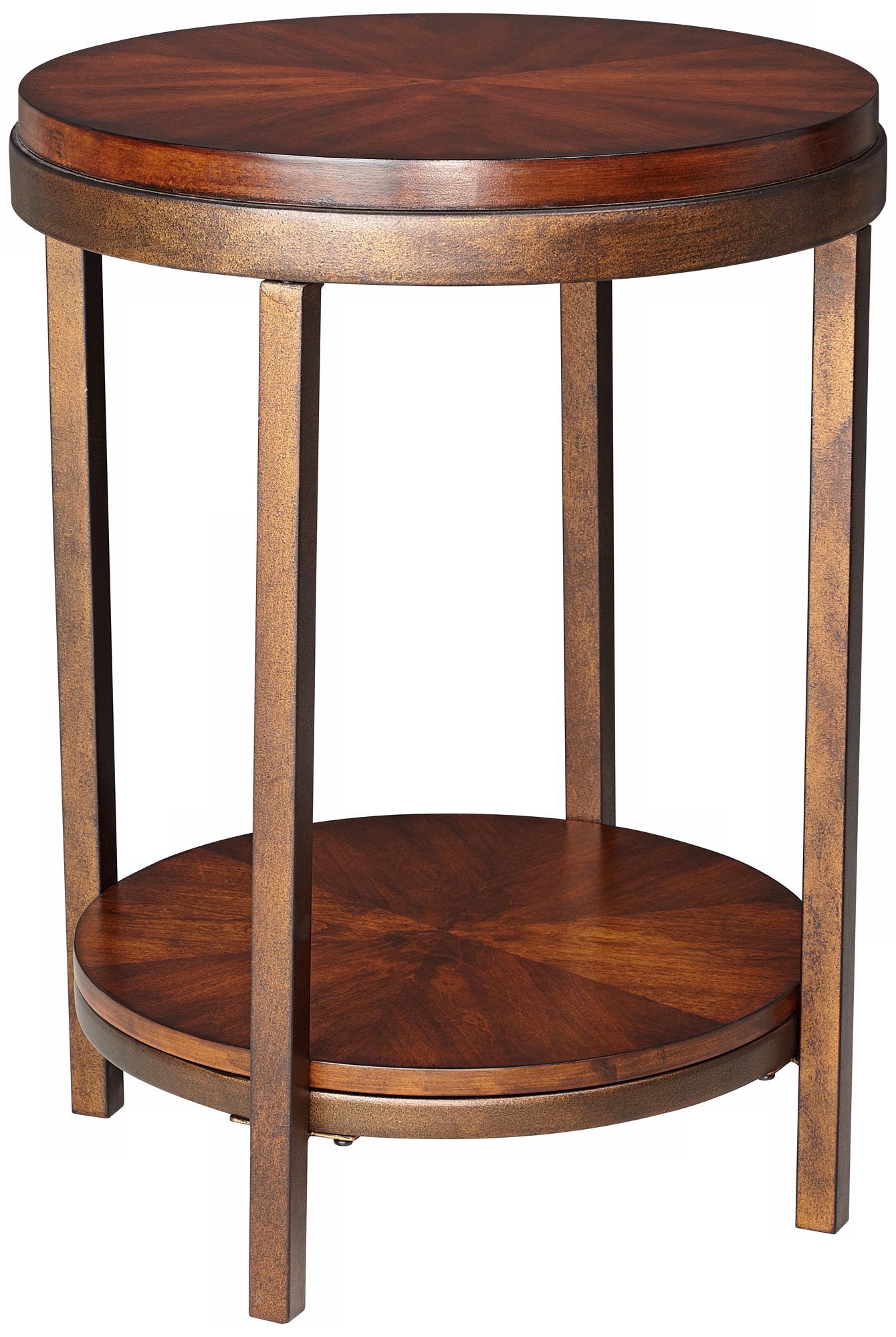 Bowery Round Wood and Metal Accent Table