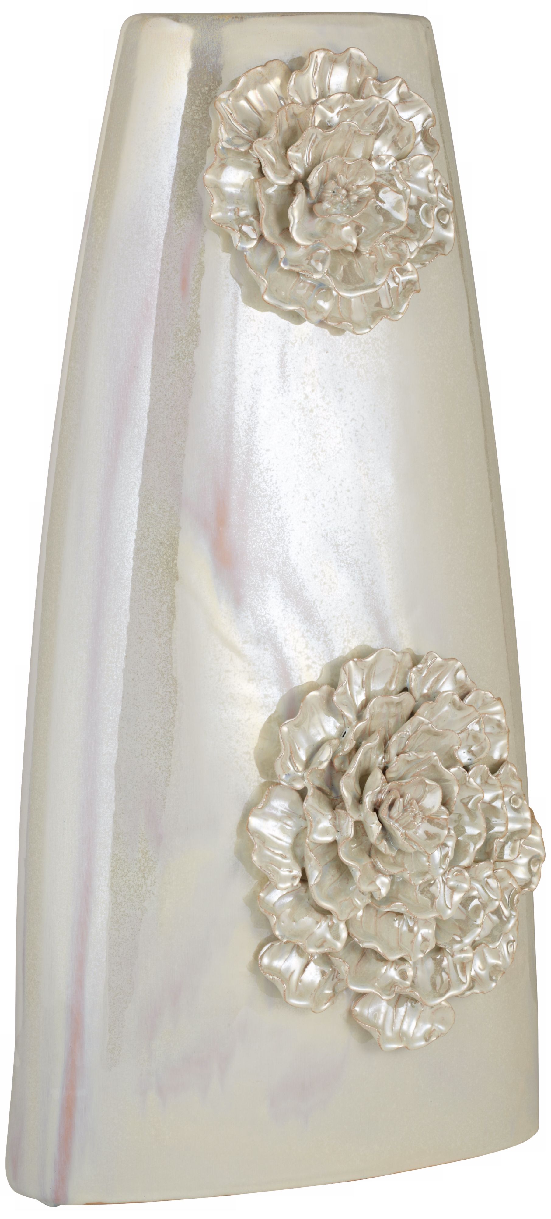 Large Dahlia Ceramic Triangle Ivory Vase