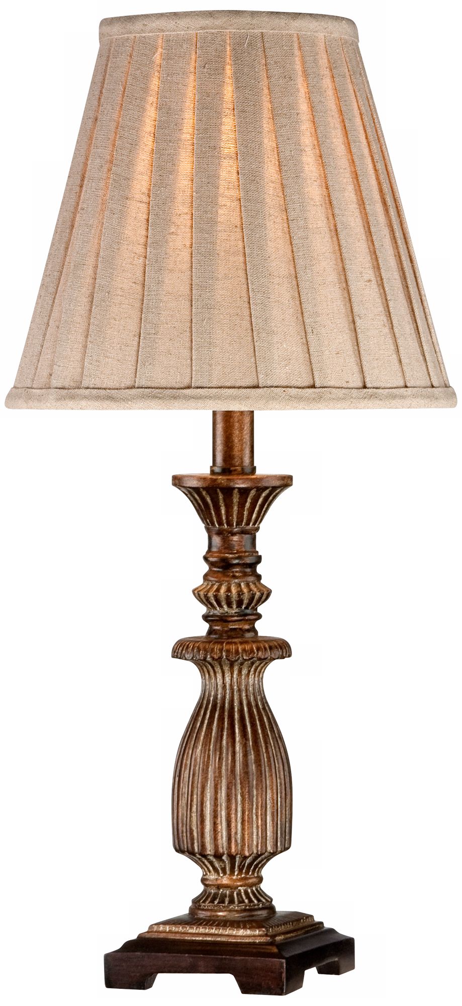 Ribbed Antique Brown with Pleat Shade Accent Lamp