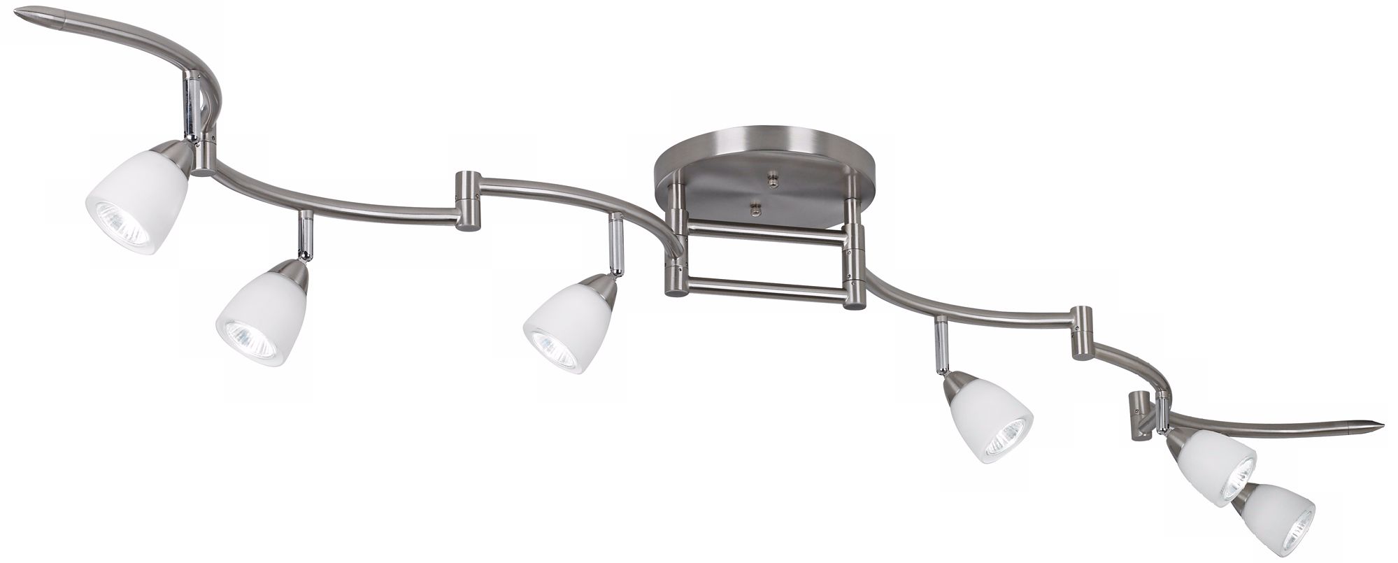 Satin Nickel Six-Light Swing Arm Track Fixture