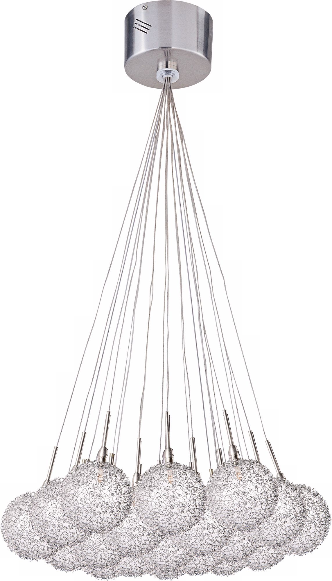 Starburst Satin Nickel Iron Mesh Glass 19-Light Pendant