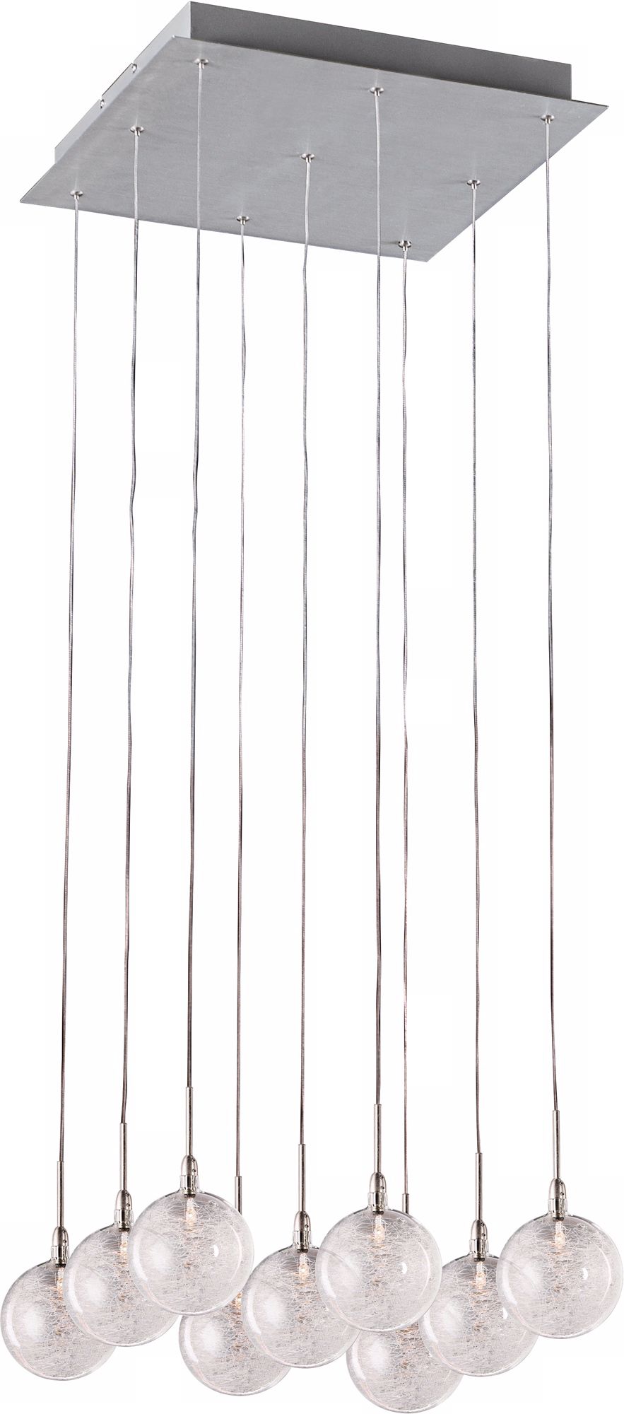 Starburst Satin Nickel Threaded Glass 9-Light Pendant