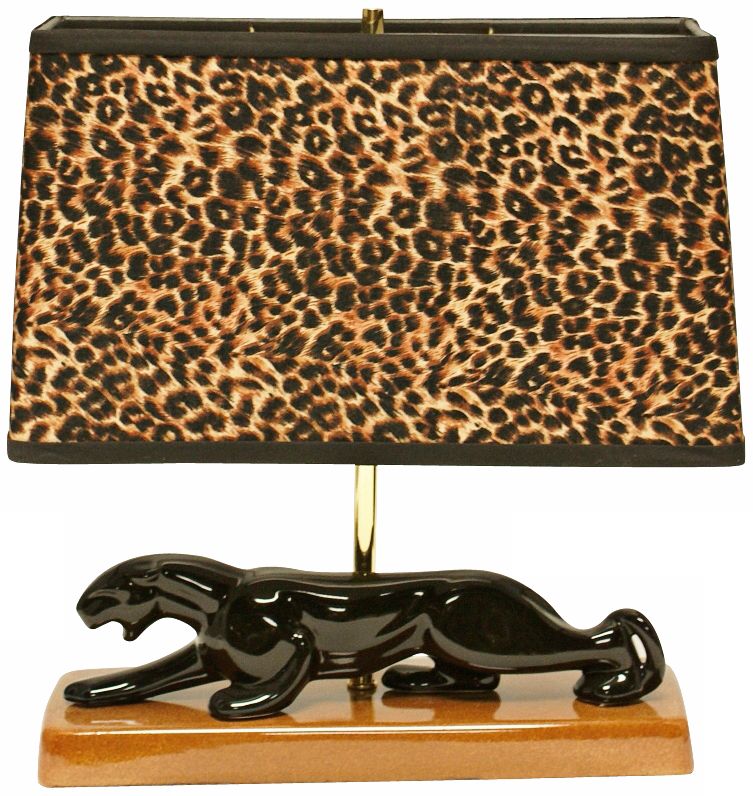 Haeger Potteries Panther with Animal Print Shade Table Lamp