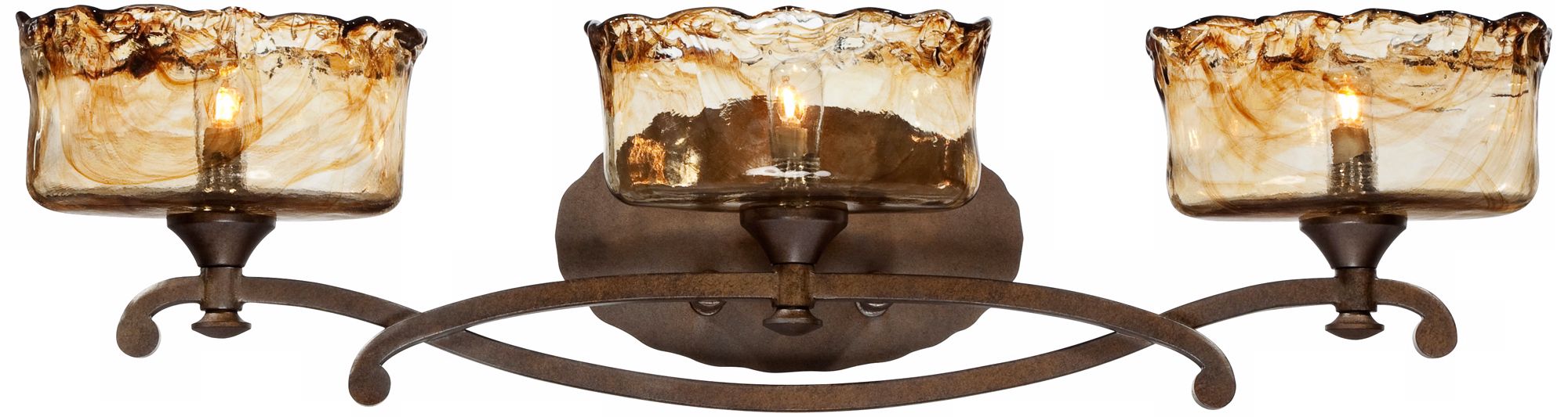 Bronze Art Glass 3-Light 28 1/2" Wide Bath Light Fixture