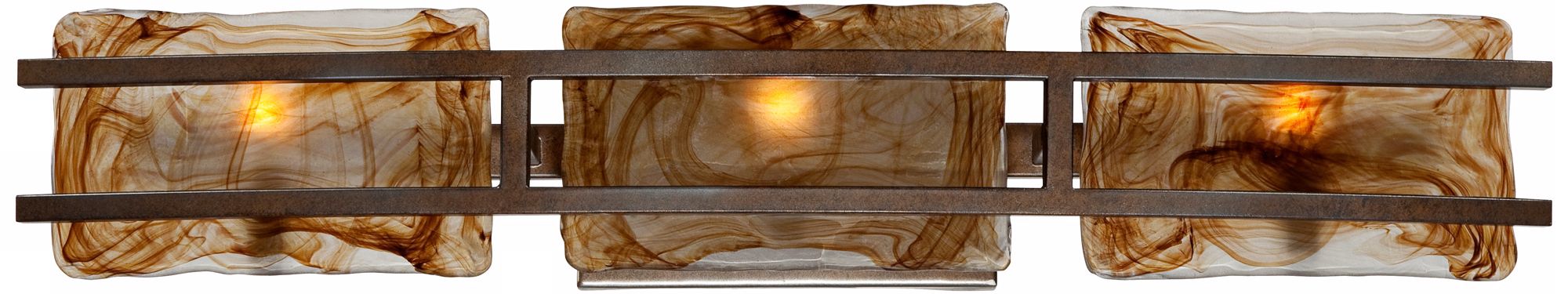 Corinthian Bronze Art Glass 3-Light 28" Wide Bath Light