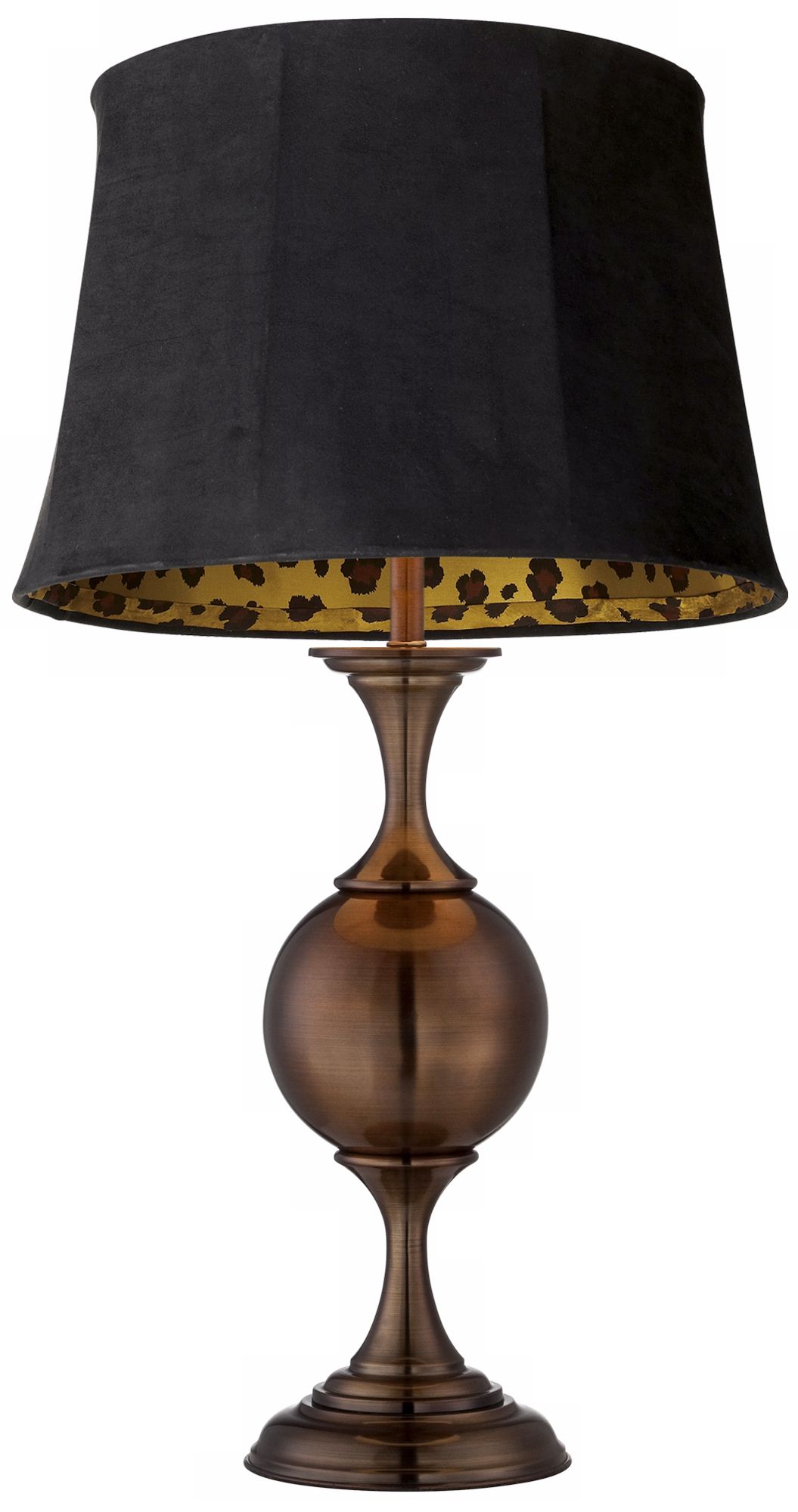 Black Faux Suede Bronze Center Sphere Table Lamp