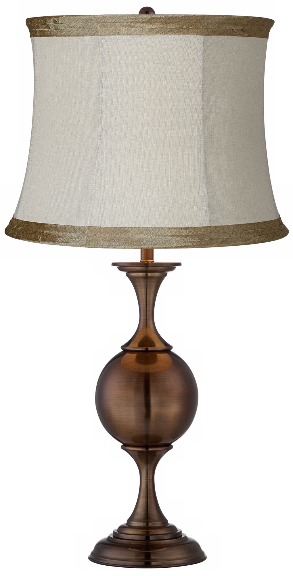 Ivory Linen Bronze Center Sphere Table Lamp