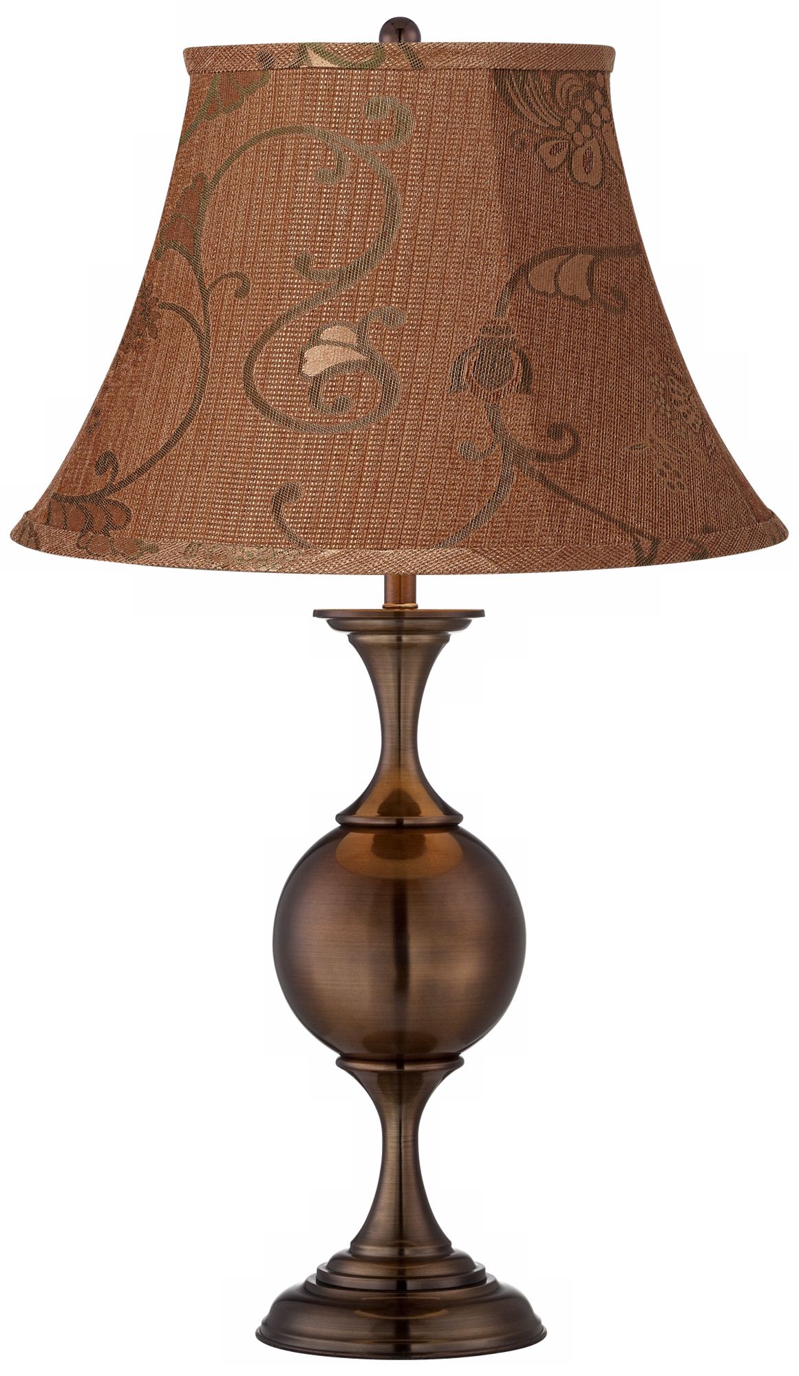 Butterscotch Floral Bronze Center Sphere Table Lamp