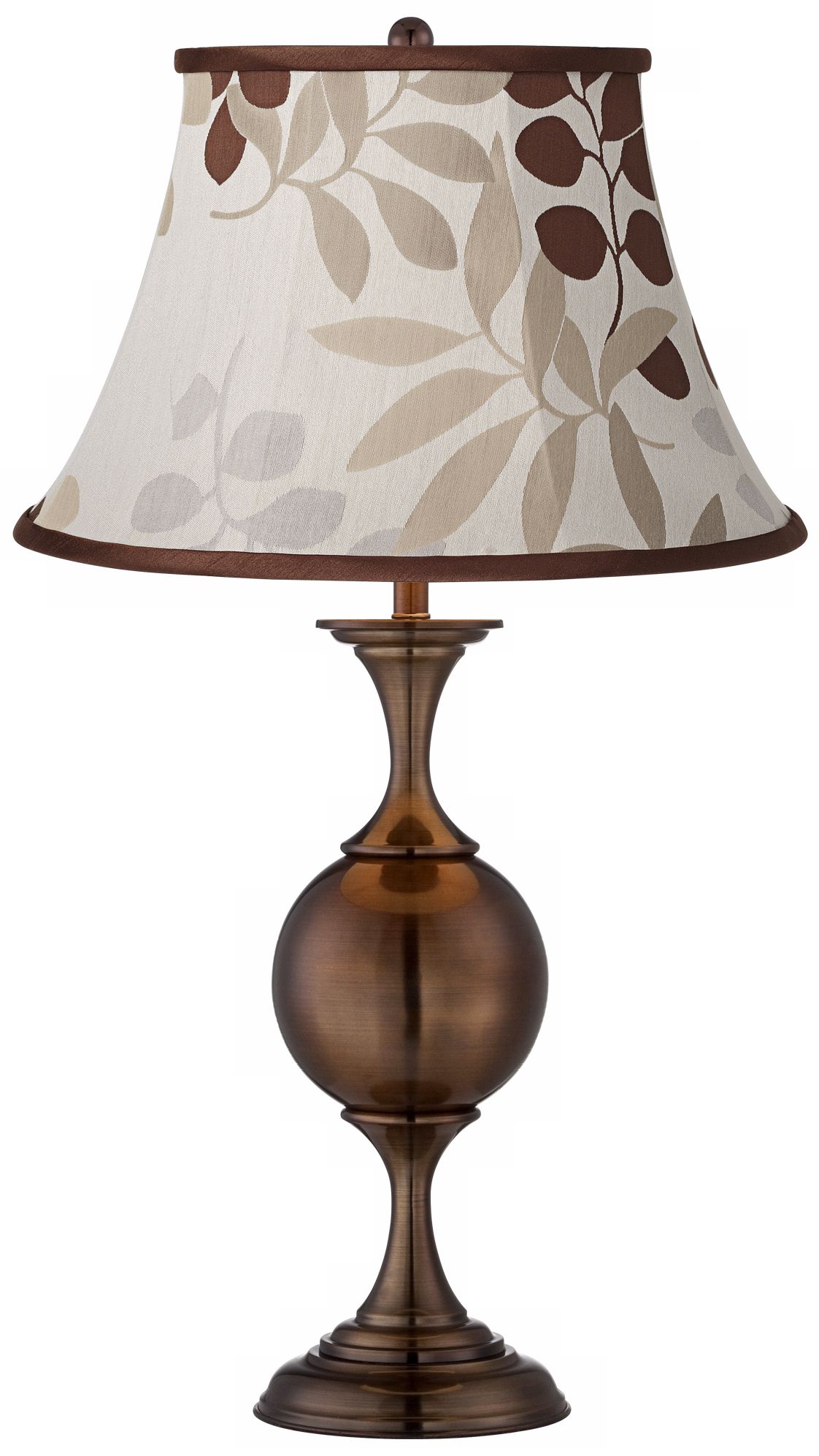 Tan Floral Silhouette Bronze Center Sphere Table Lamp