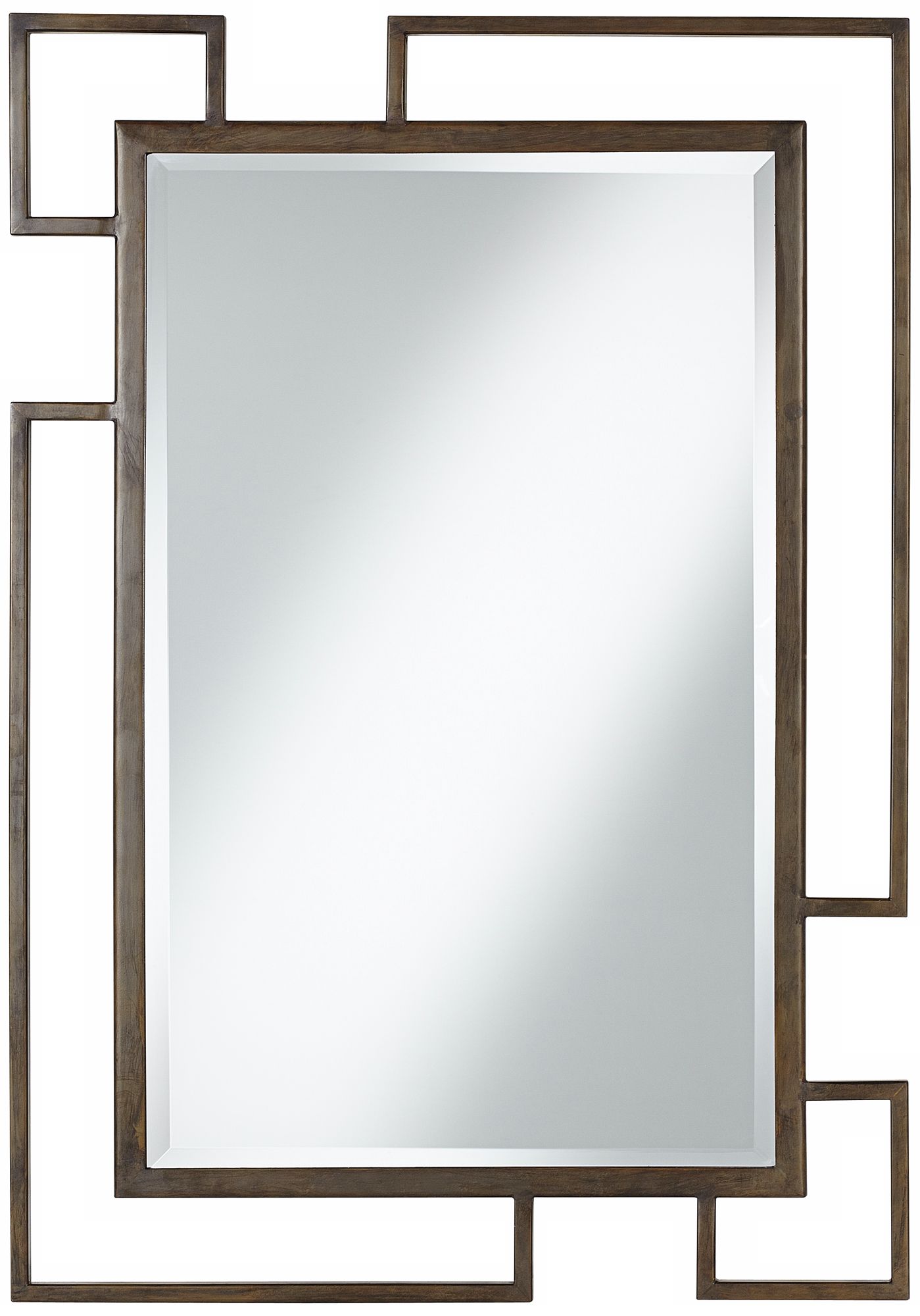 Architectural Bronze Metal Openwork 34" High Wall Mirror