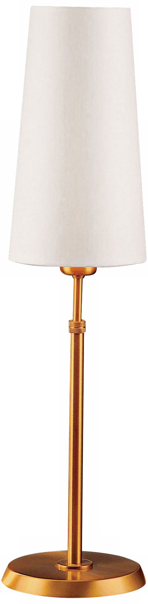 Holtkoetter Antique Brass Lamp with Slim Satin White Shade