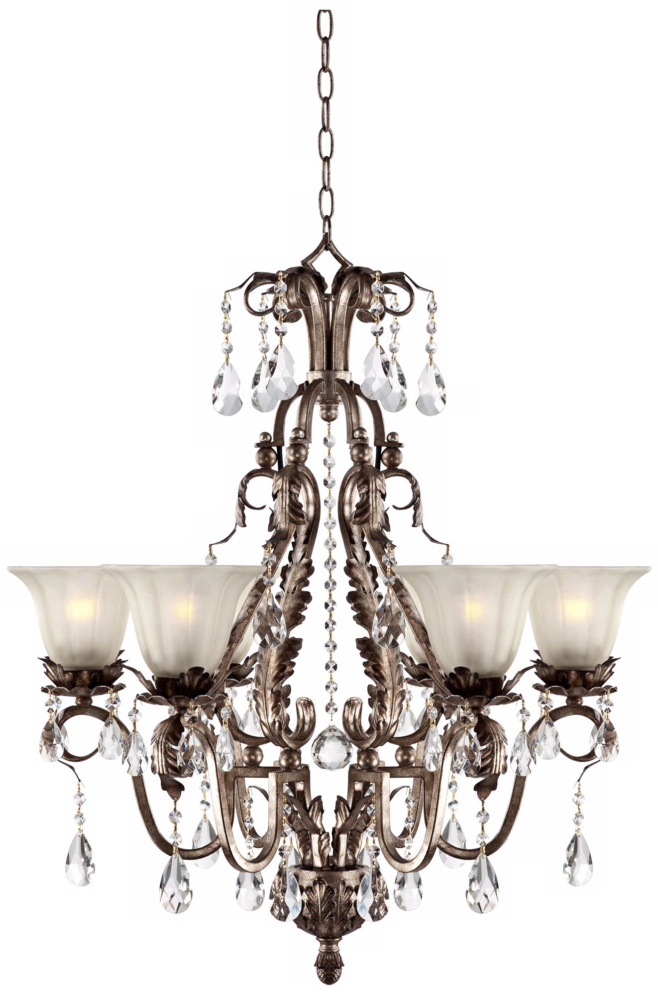 Iron and Crystal 27 1/2" Wide Silver Gold Chandelier