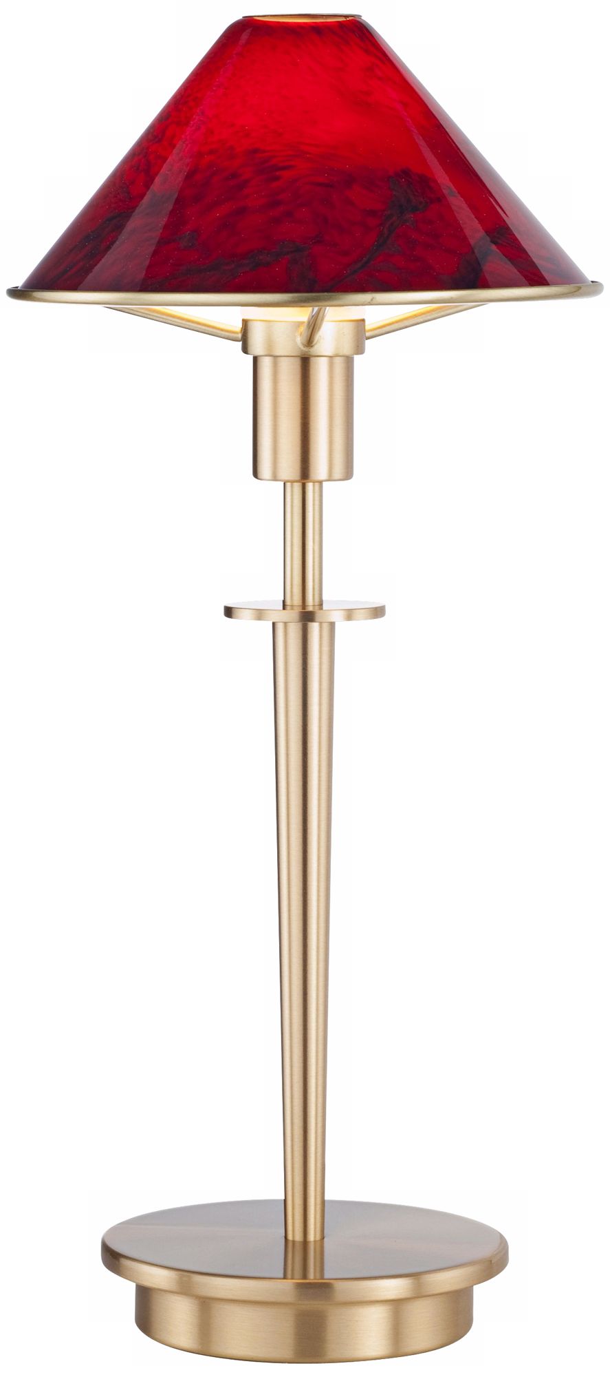 Magma Red Glass Brushed Brass Mini Holtkoetter Desk Lamp