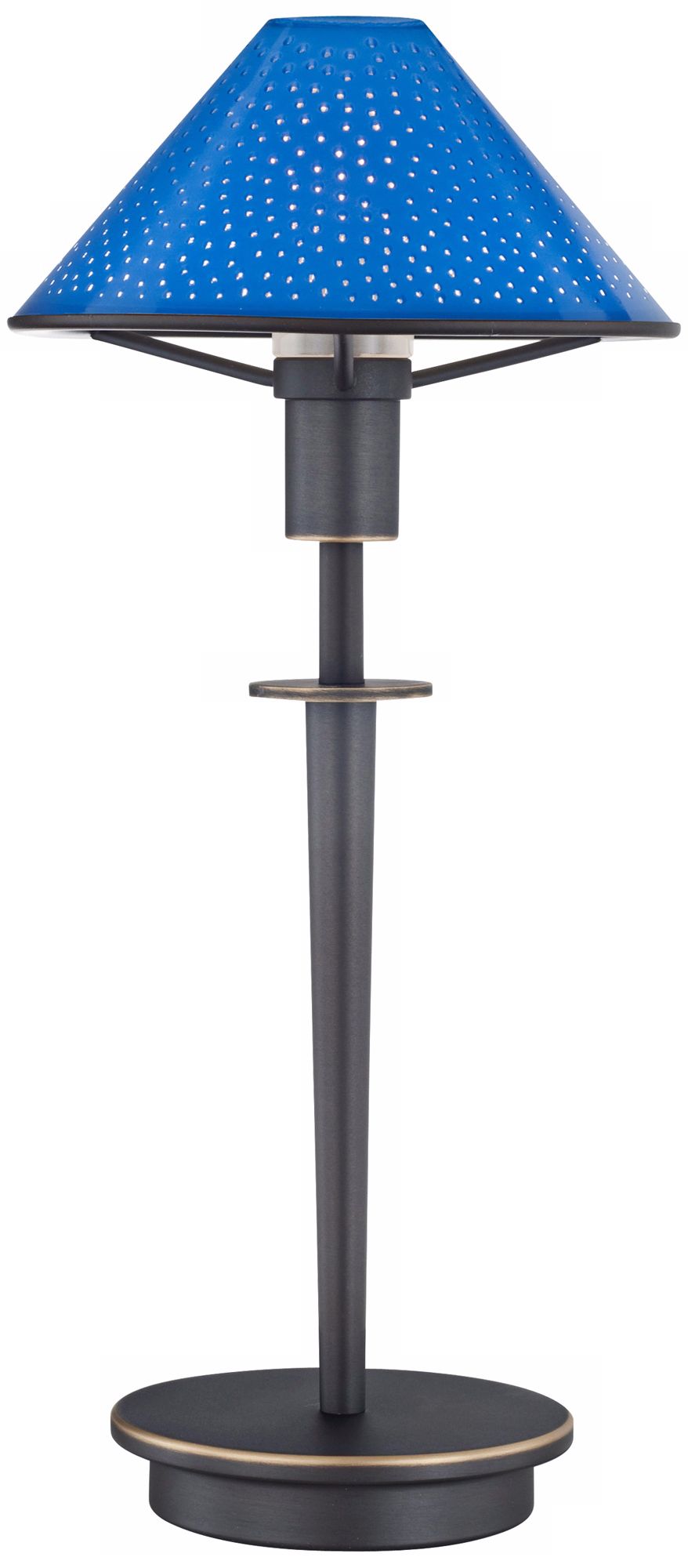 Pearl Blue Glass Old Bronze Mini Holtkoetter Desk Lamp