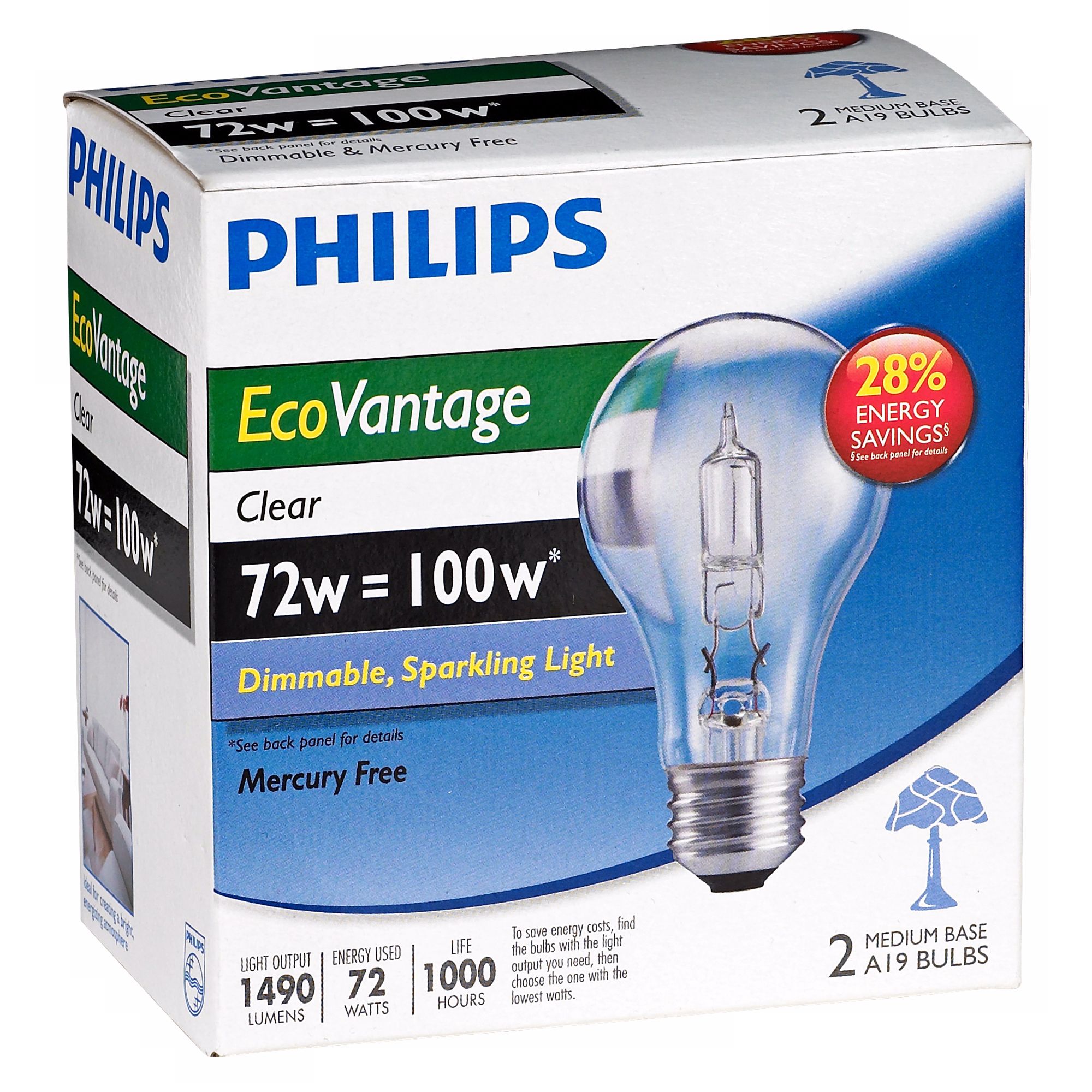 72W Equivalent 100 Watt-1490 Lumens Clear Halogen Bulbs