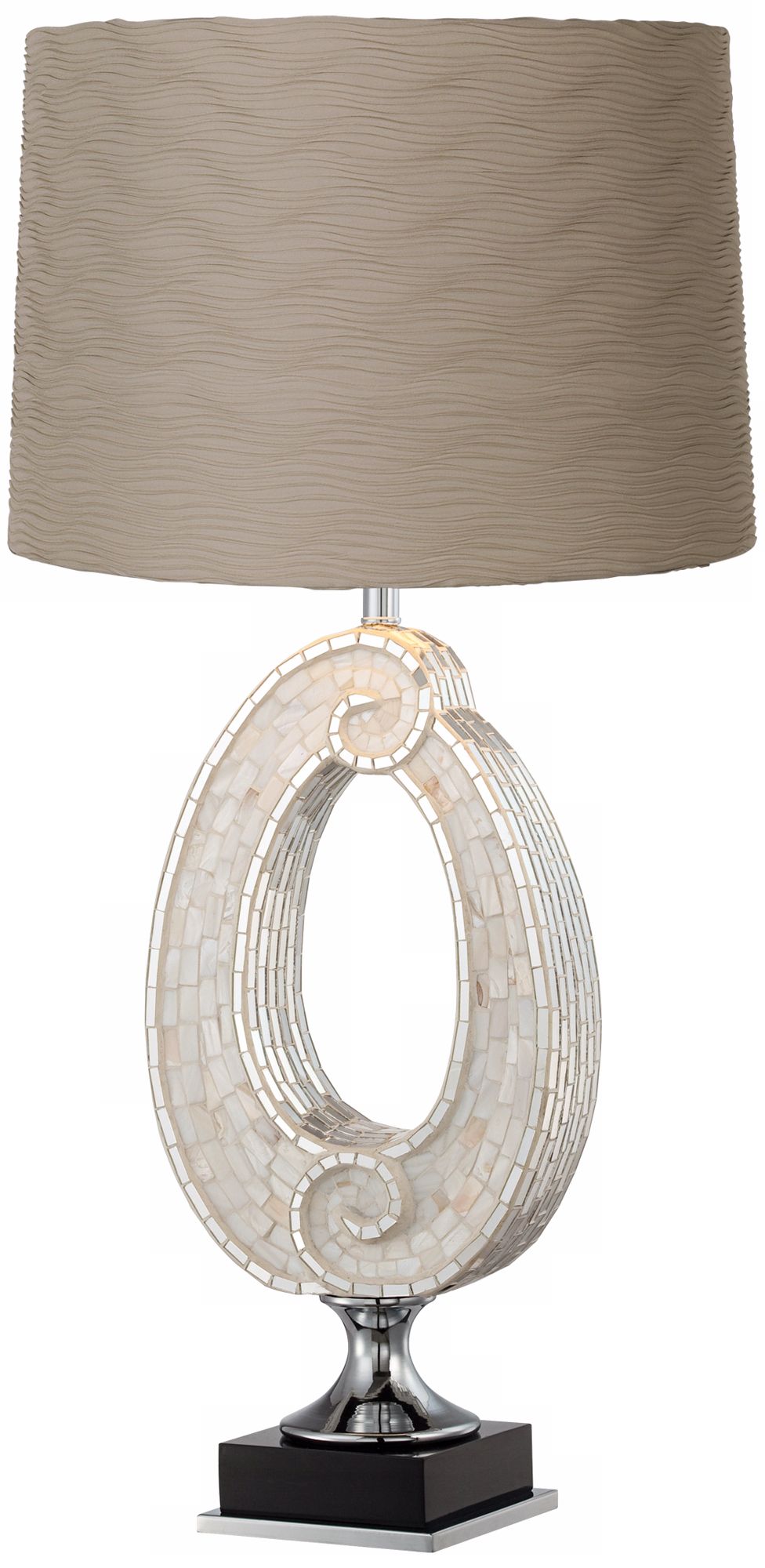 Taupe Wave Spiral Sea Mosaic Table Lamp
