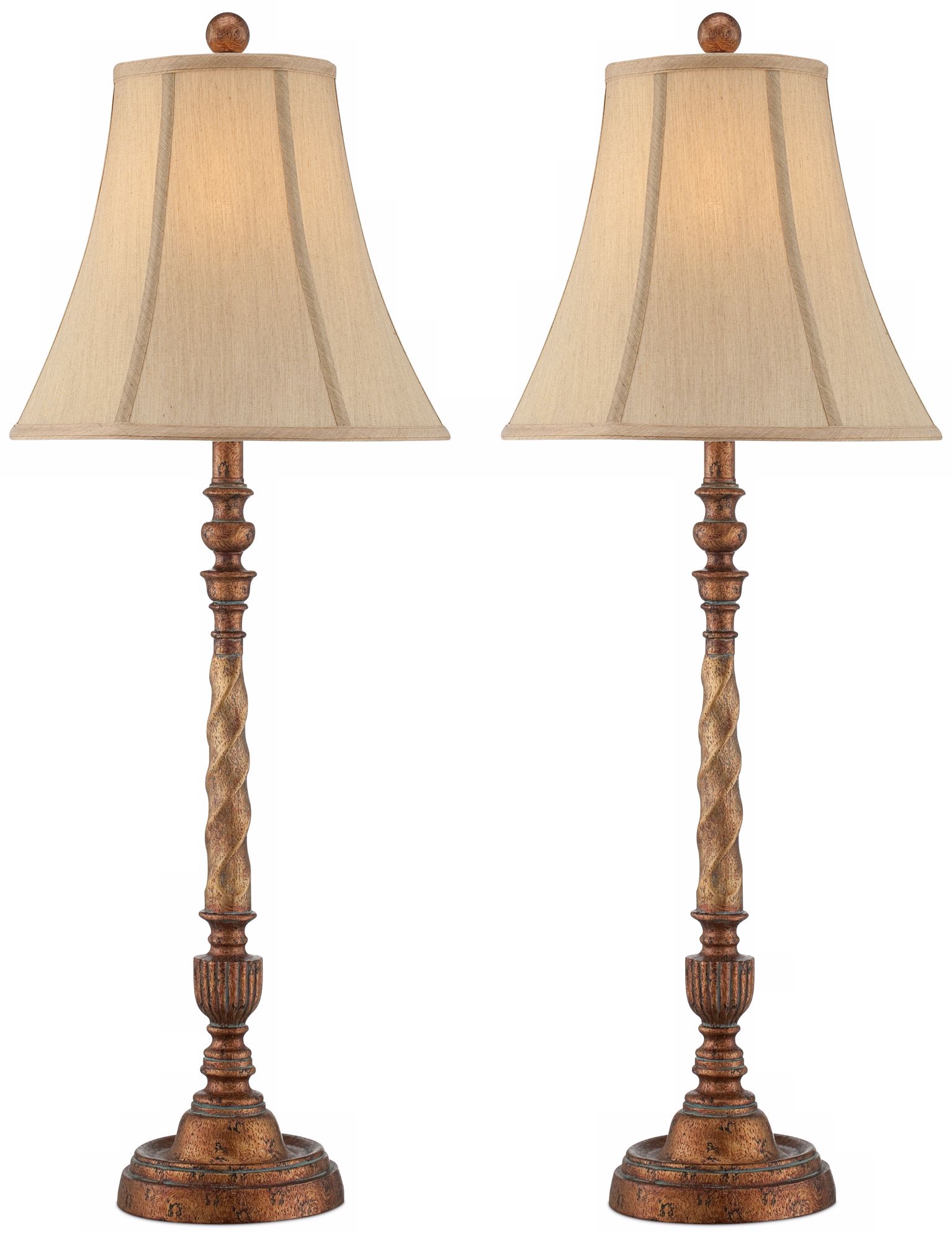 33"H Two-Tone Gold Buffet Lamp pair of 2