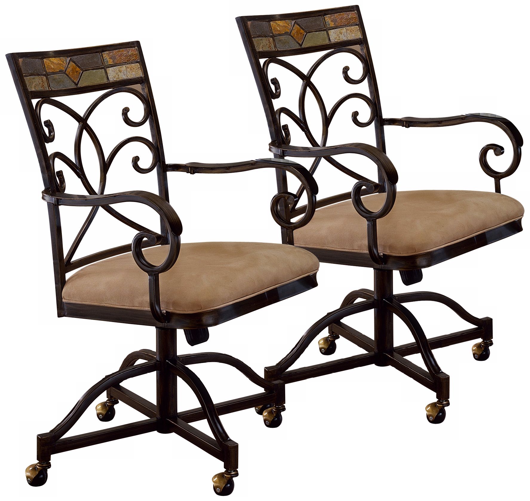 Set of 2 Pompeii Caster Dining Chairs