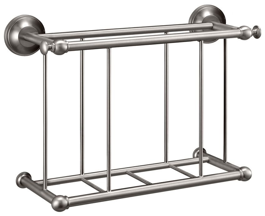 Gatco Satin Nickel 13 1/4" Wide Wall Magazine Rack