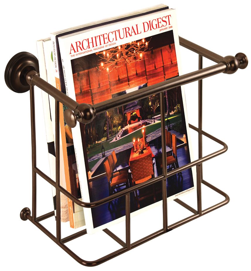 Gatco Traditional Bronze 13 1/4" Wide Wall Magazine Rack