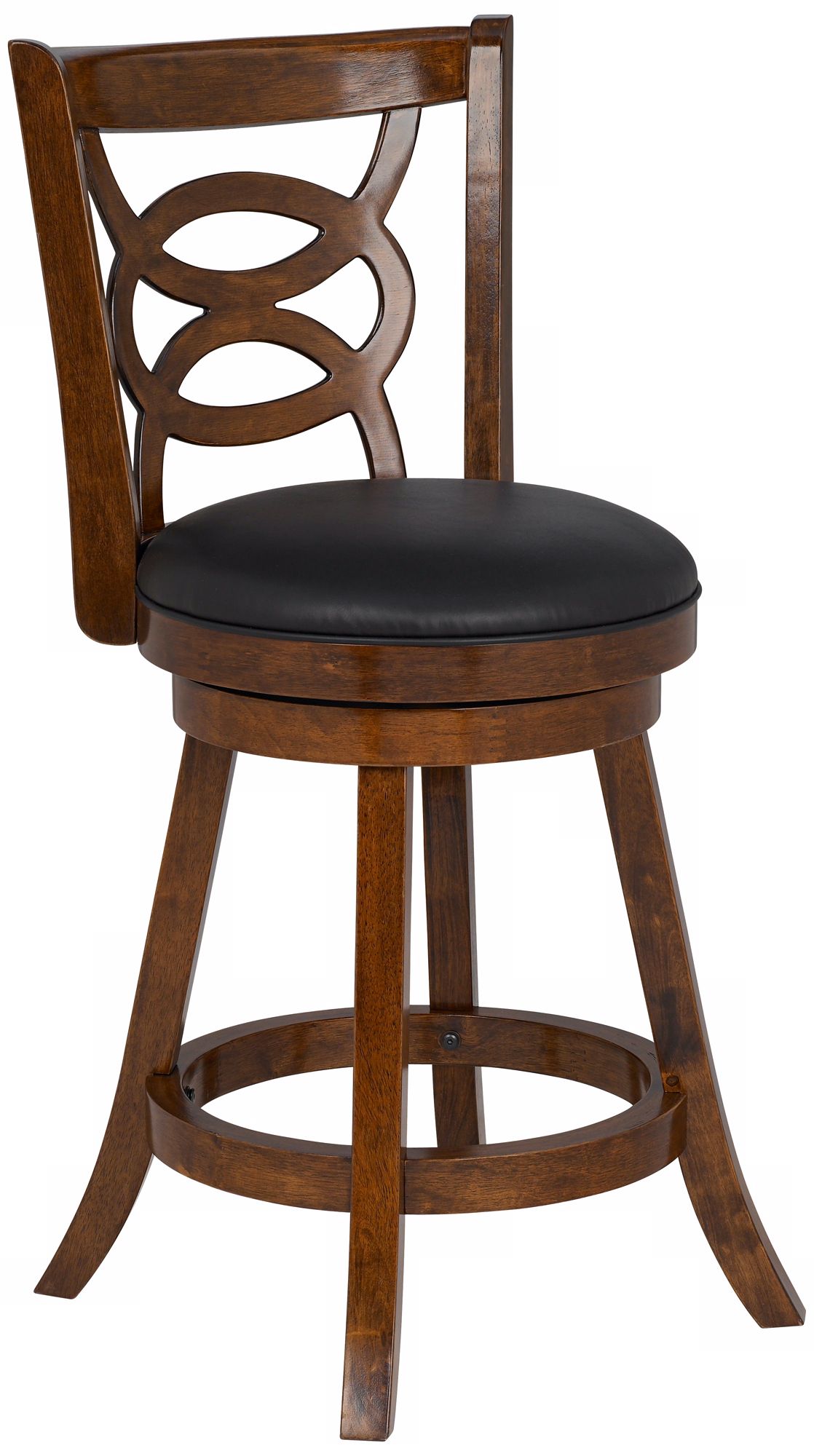 Oval Lattice Cherry Wood Faux Leather 30" High Bar Stool