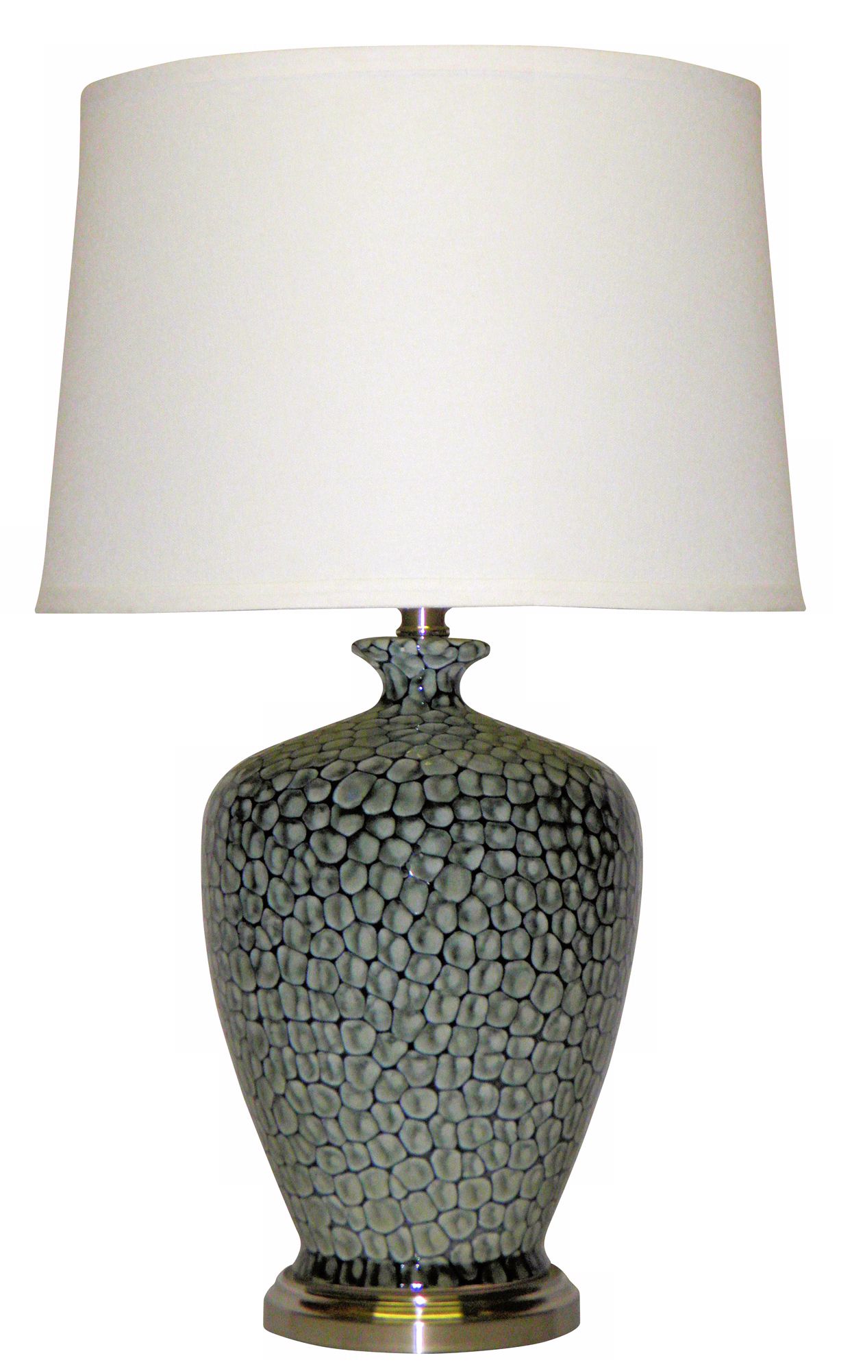 Gray and Black Cobblestone Ceramic Table Lamp