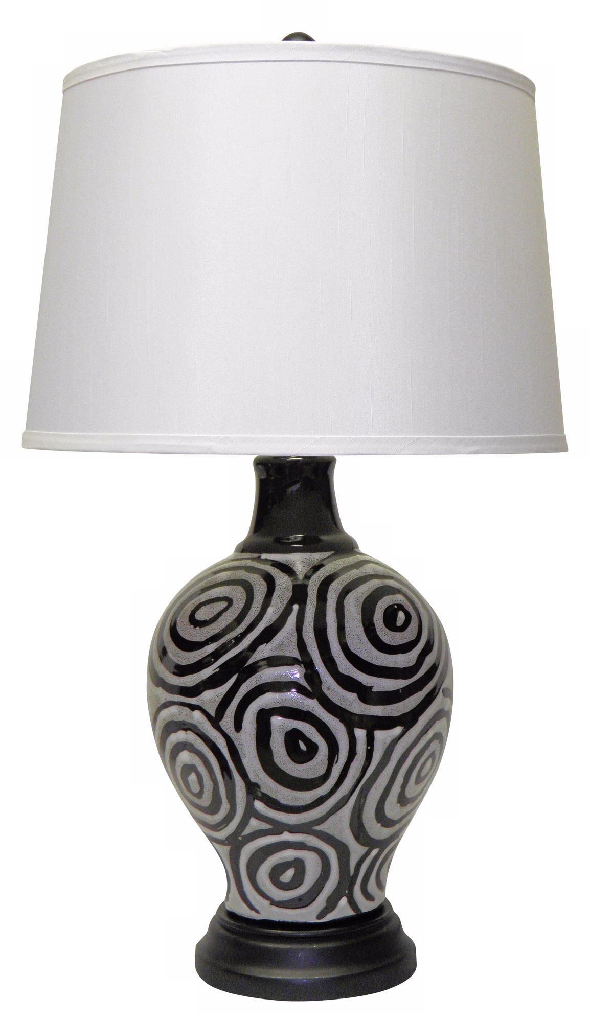 Black/White Handpainted Swirl Table Lamp
