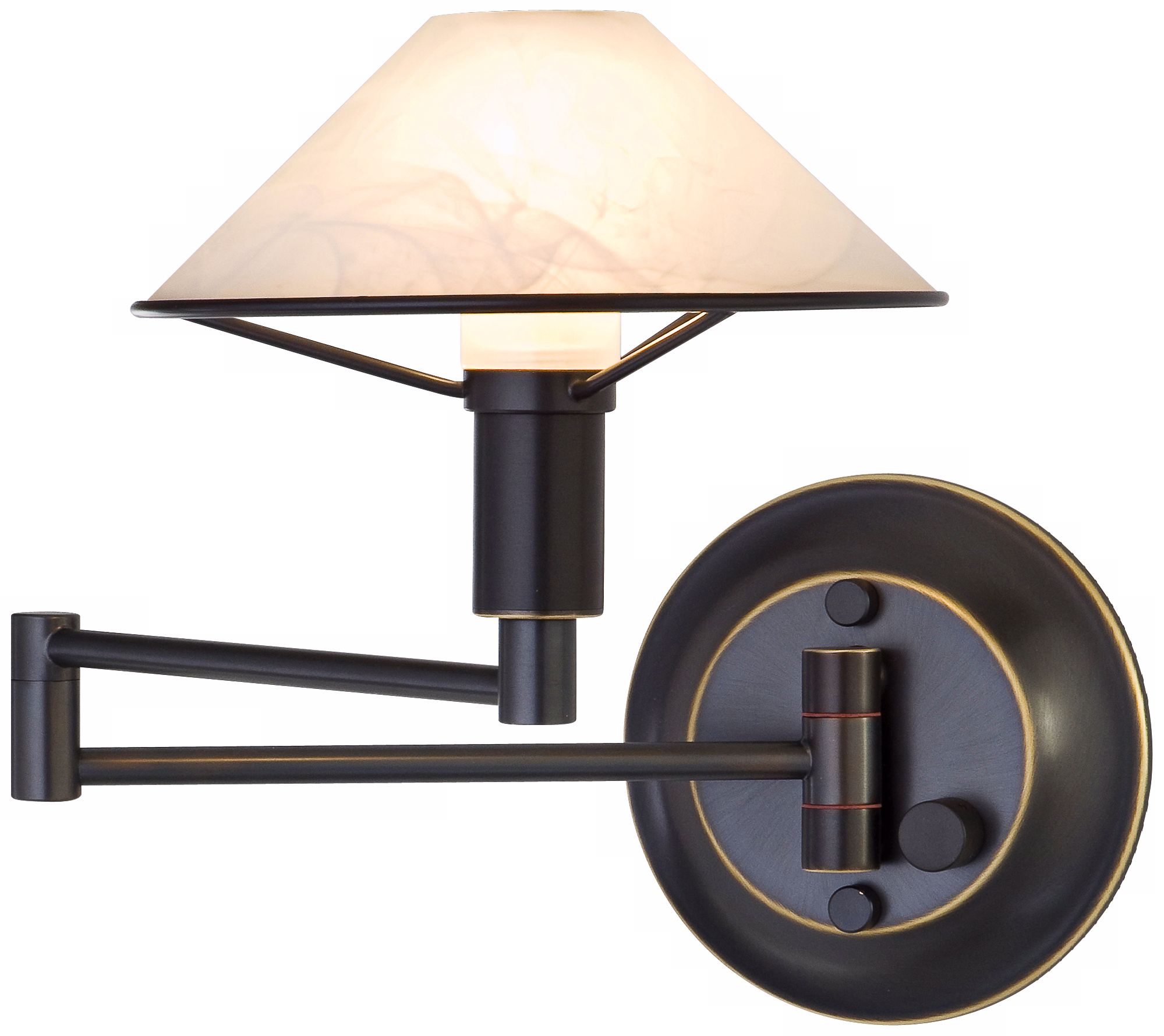 Holtkoetter Bronze with White Alabaster Swing Arm Wall Lamp