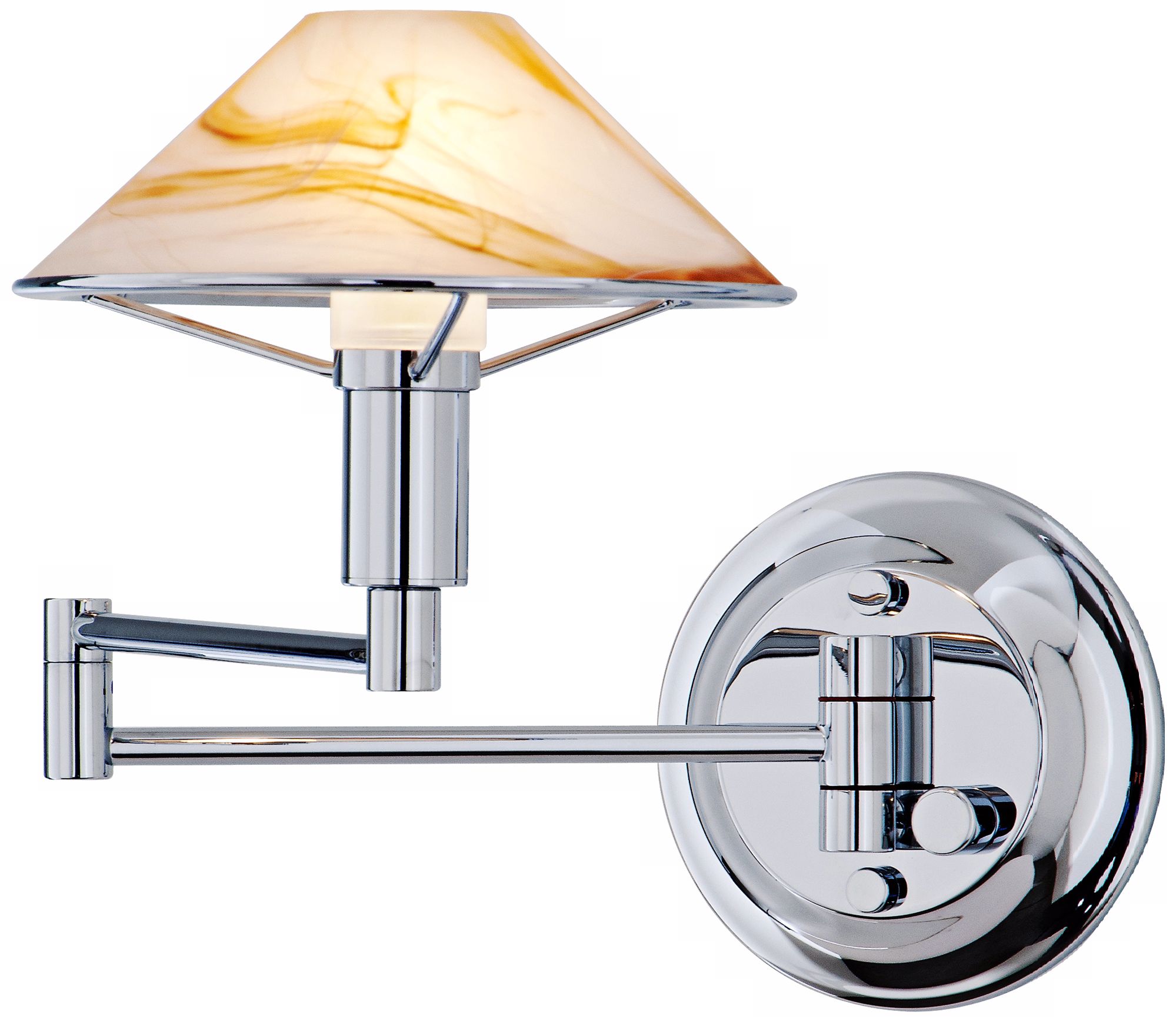 Holtkoetter Alabaster Brown Glass Chrome Swing Arm Wall Lamp