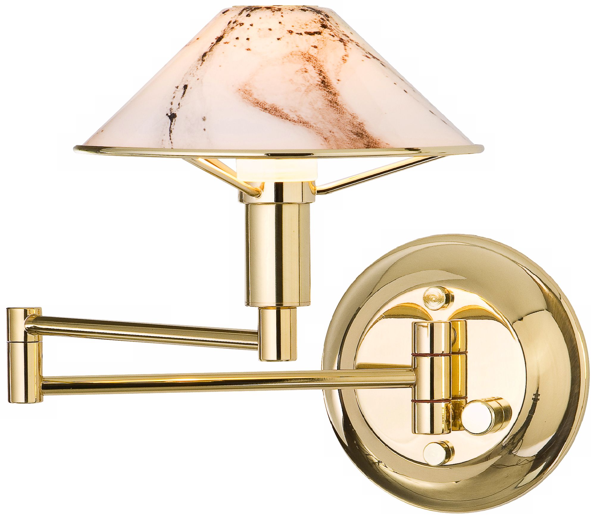 Holtkoetter Brass with Marbled Glass Swing Arm Wall Lamp