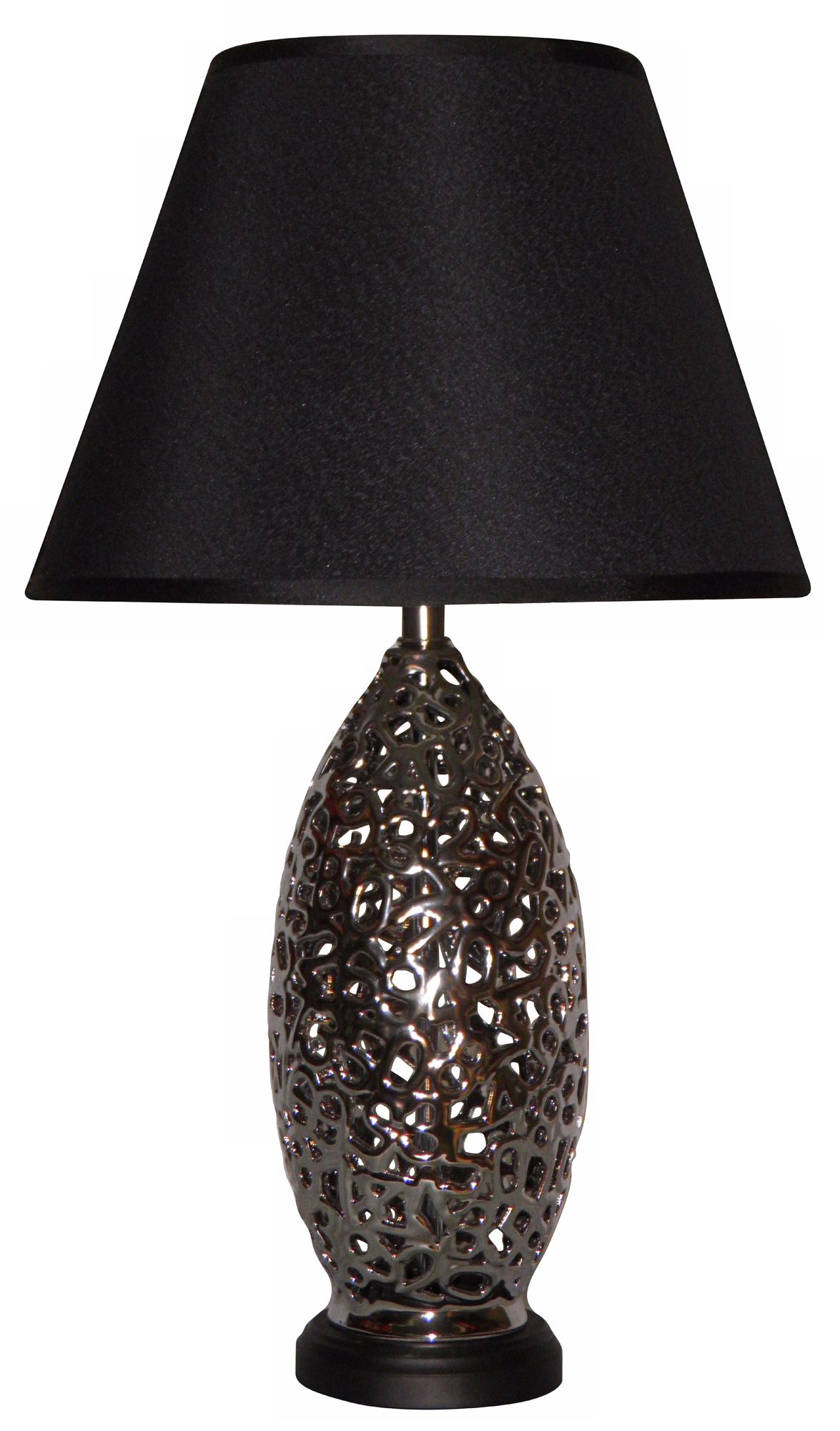 Silver Ceramic Abstract Numbers Design Openwork Table Lamp