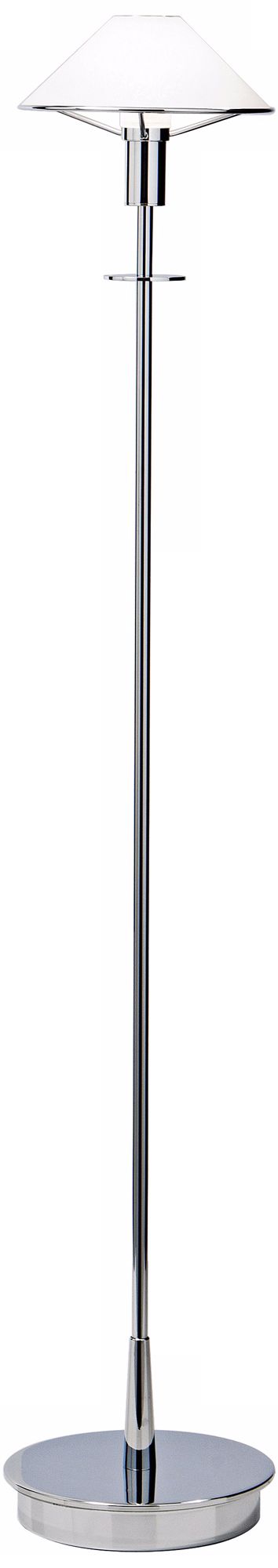 Chrome and True White Tented Halogen Holtkoetter Floor Lamp