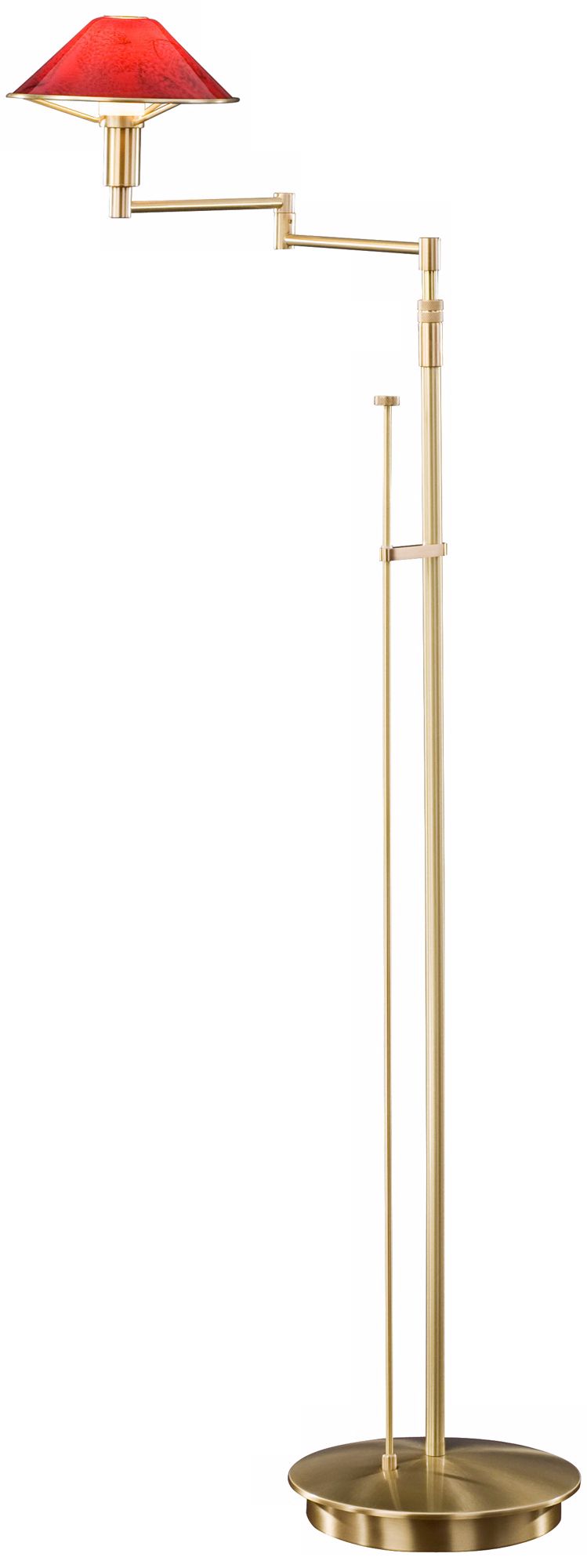 Brushed Brass with Magma Red Glass Holtkoetter Floor Lamp