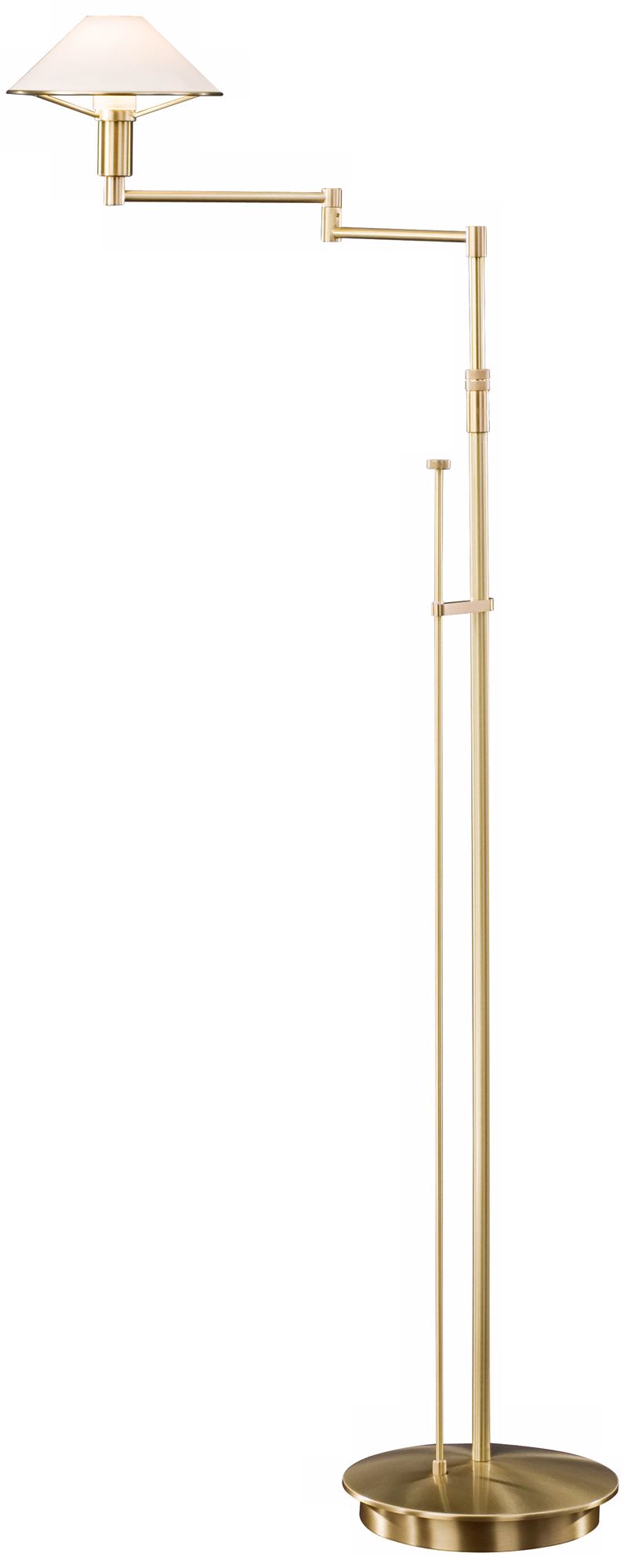 Brushed Brass True White Swing Arm Holtkoetter Floor Lamp