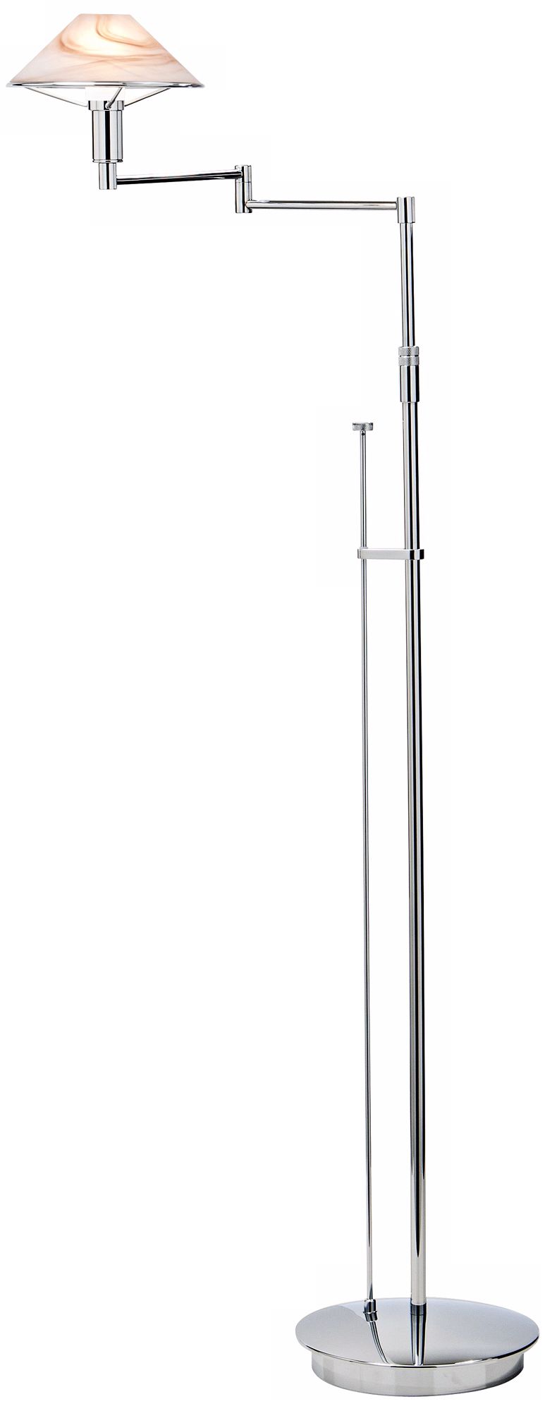 Chrome with Alabaster Brown Swing Arm Holtkoetter Floor Lamp