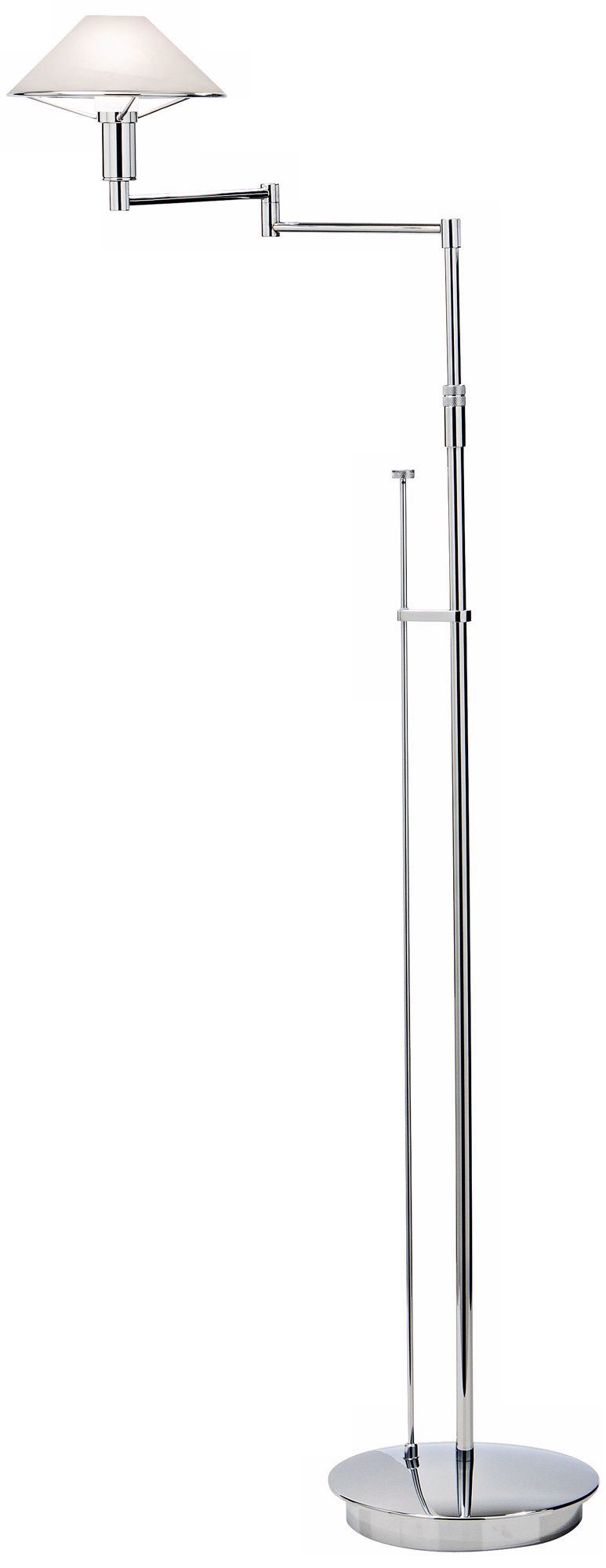 Chrome with Alabaster White Swing Arm Holtkoetter Floor Lamp