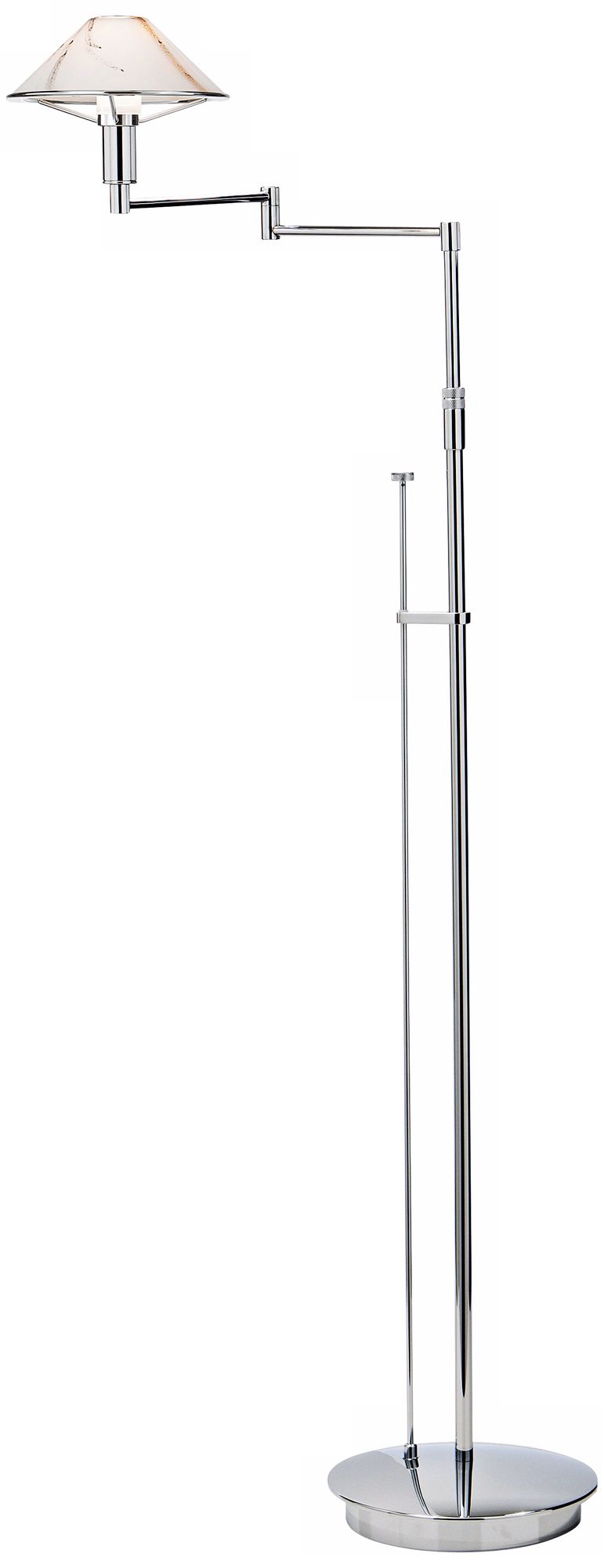 Chrome with Marble Glass Swing Arm Holtkoetter Floor Lamp