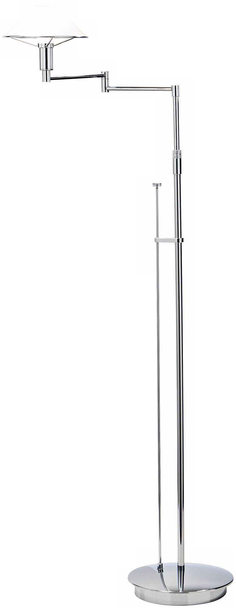 Chrome with Satin White Swing Arm Holtkoetter Floor Lamp