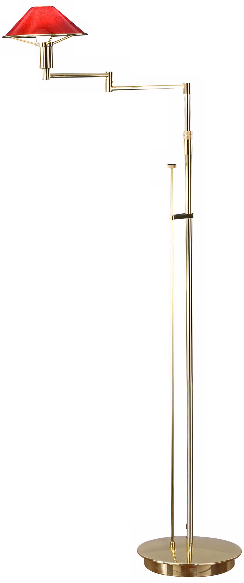 Polished Brass With Magma Red Glass Holtkoetter Floor Lamp U6642
