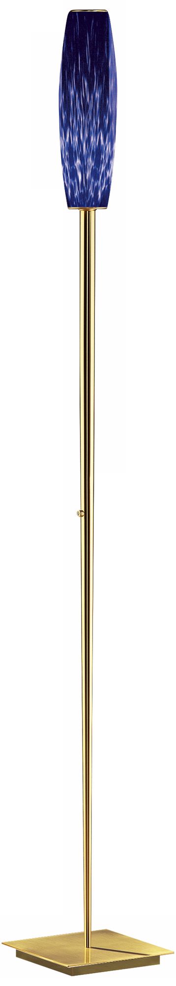 Brushed Brass and Blue Schaum Halogen Holtkoetter Torchiere