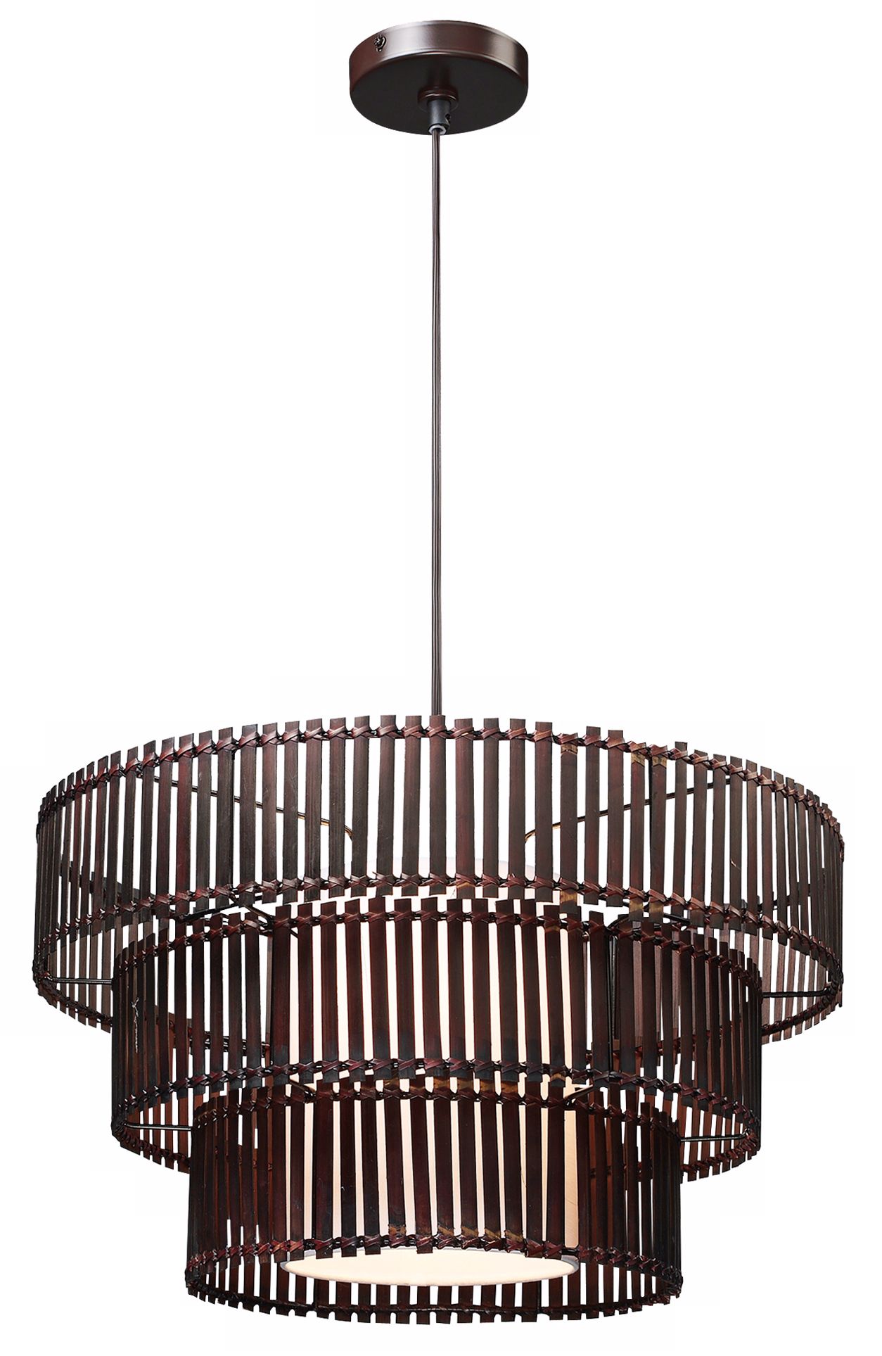 Bamboo Circle Tiered 20" Wide Pendant Chandelier