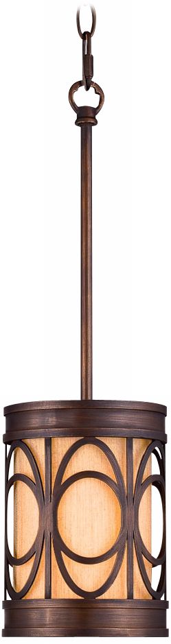 Golden Bronze Ring Motif 6" Wide Mini Pendant Light