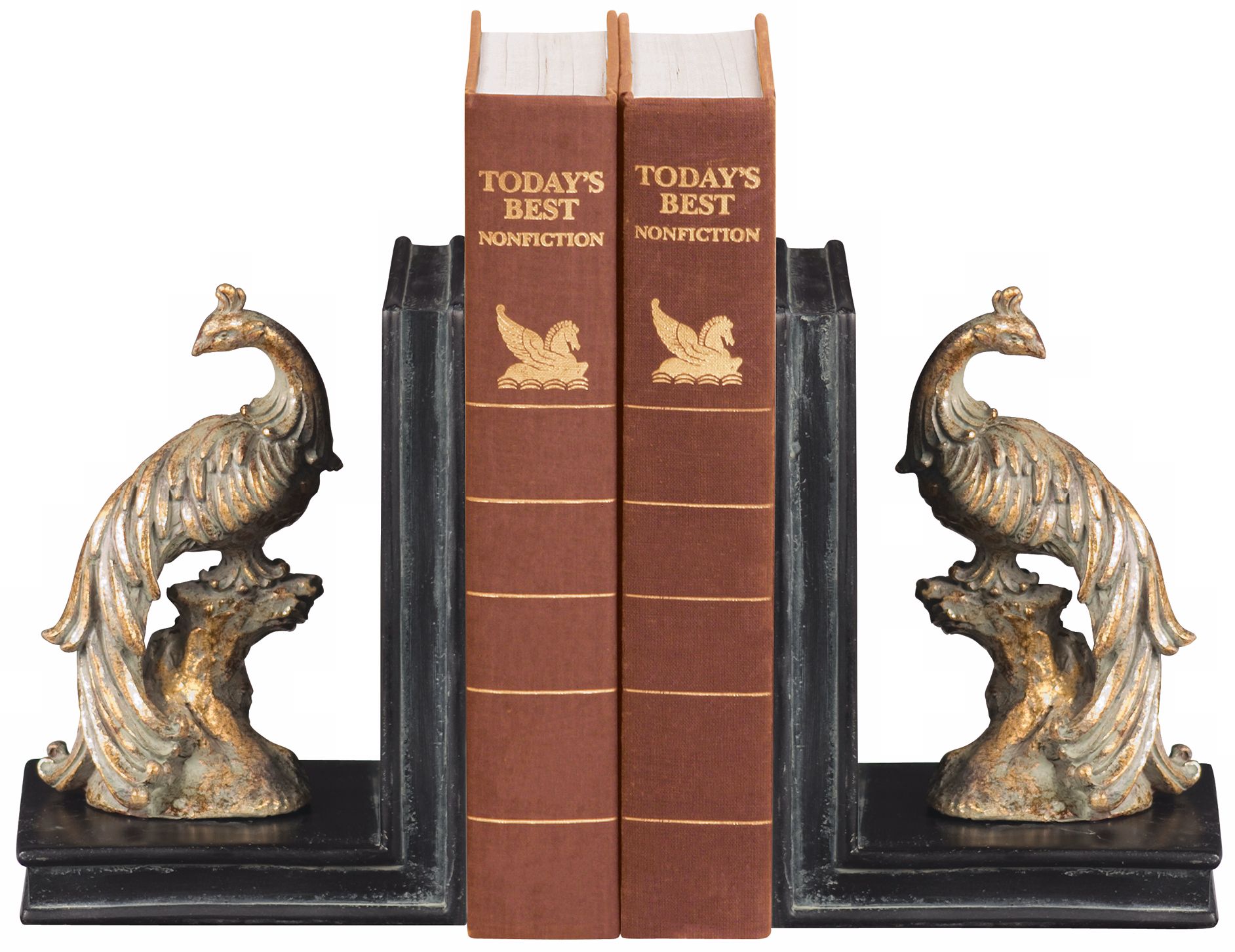 Set of 2 Perching Peacock Bookends