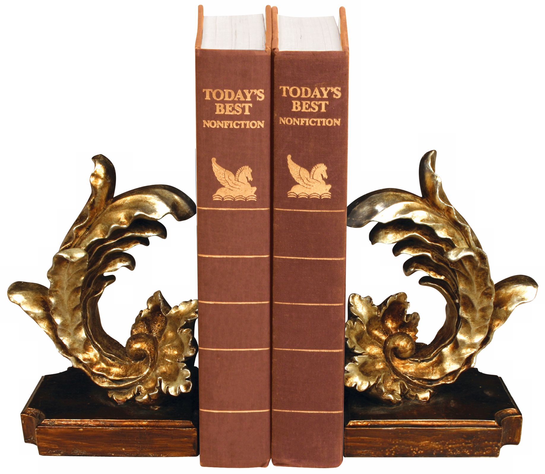 Set of 2 Cresting Leaf Bookends