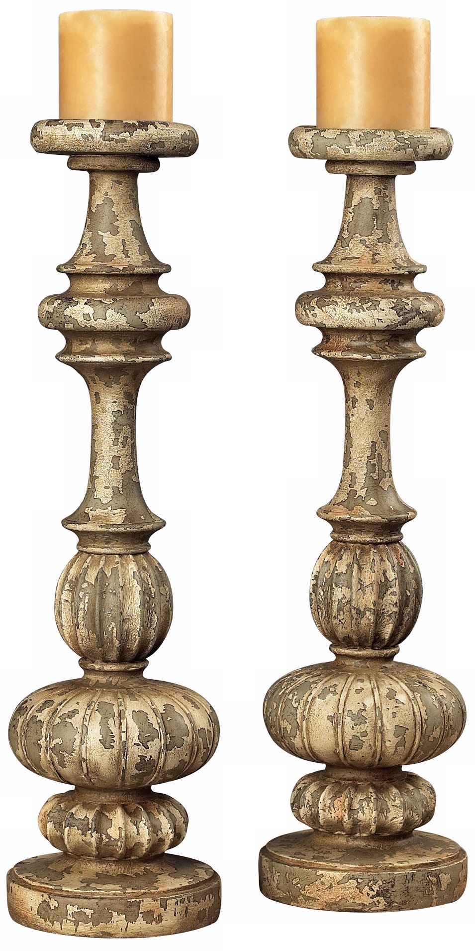 Set of 2 Flemish Carved Candle Holders