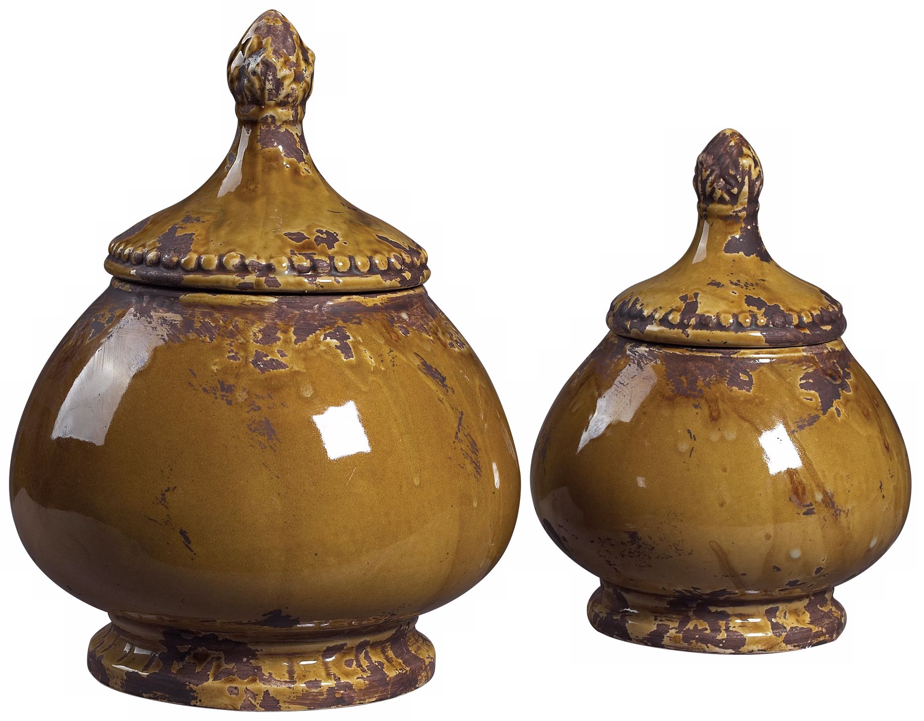 Set of 2 Dijon Finished Ceramic Jars