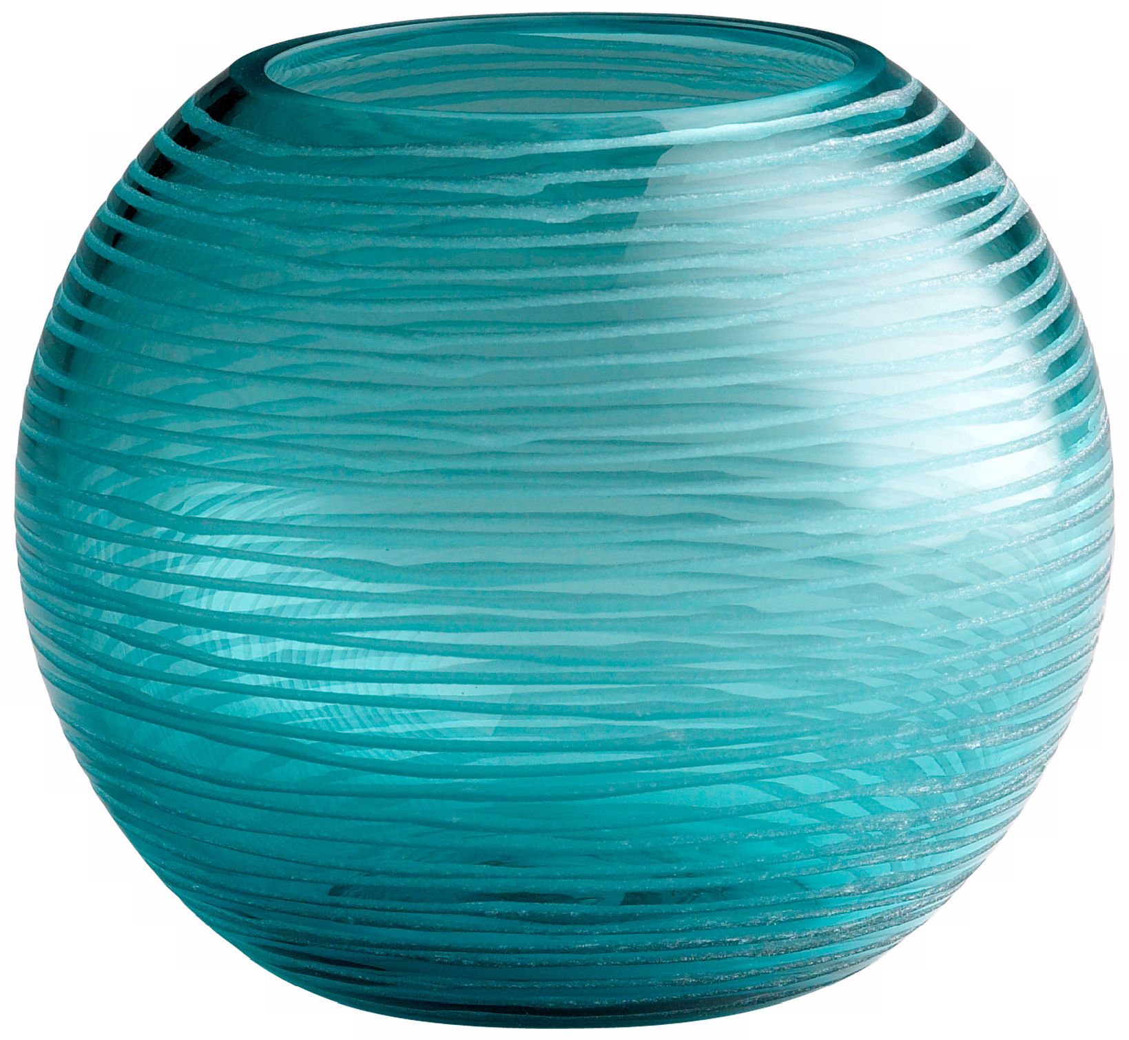 Libra Wavelike Pattern Small Aqua Round Vase