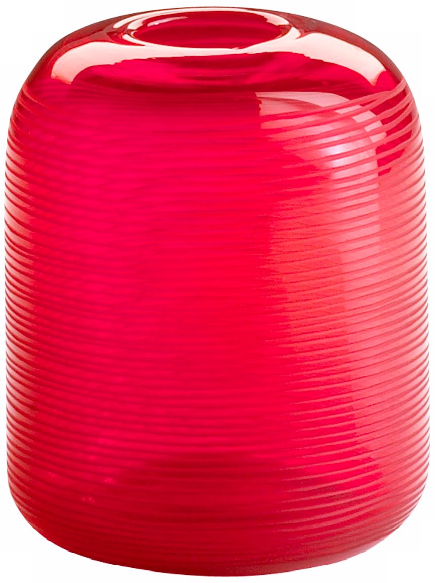 Contempo Etched Crimson Red Glass Vase