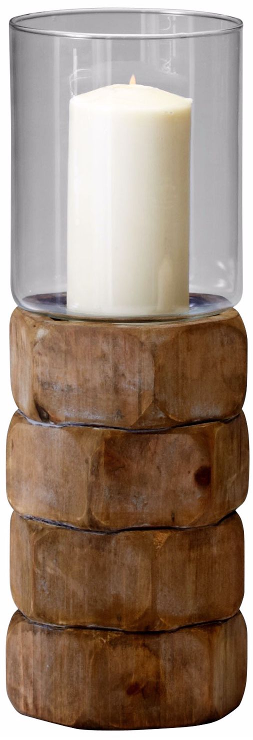 Large Hex Nut Natural Wood Candle Holder